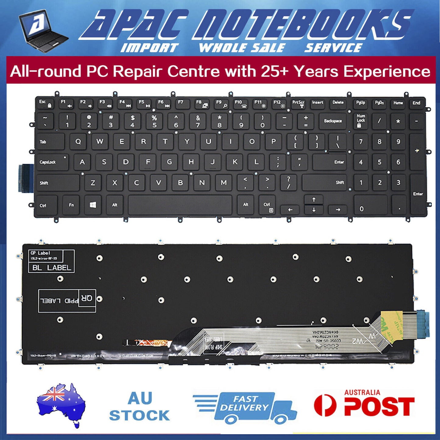 Genuine Keyboard US Backlit For DELL Latitude 3500 3590 Vostro 5568 7570 7580