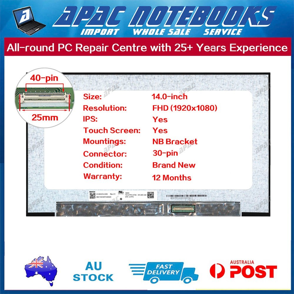 14.0" FHD LED TouchScreen for Dell Latitude 7400 N140CN-G53 DP/N 0JTPF4