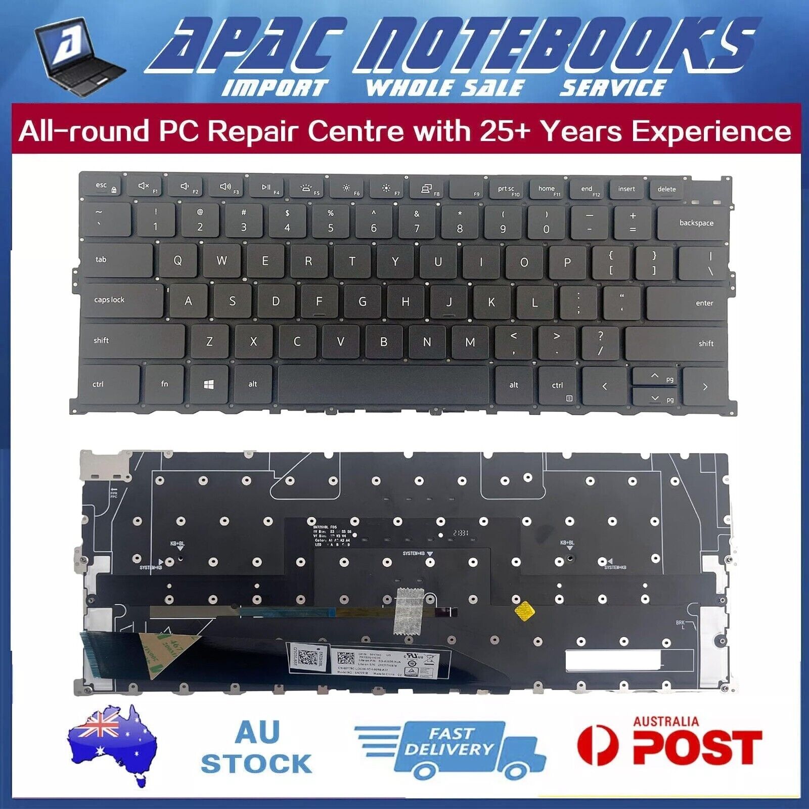 Genuine Keyboard For Dell XPS 9300 9310 Backlit 00Y78C 0Y78C
