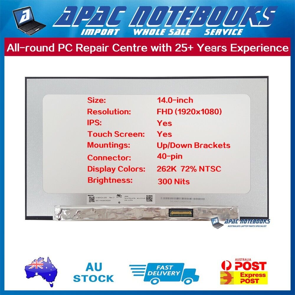 14.0" FHD (1920x1080) LED Touch Screen N140HCN-G53  DP/N 0JTPF4