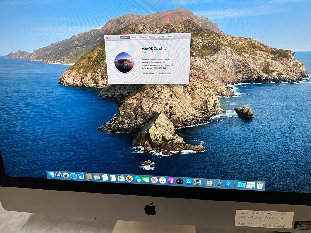 Apple iMac 27” A1419 PC LATE 2013 i5 3.2Ghz RAM 16GB 1TB SATA MacOSX Catalina