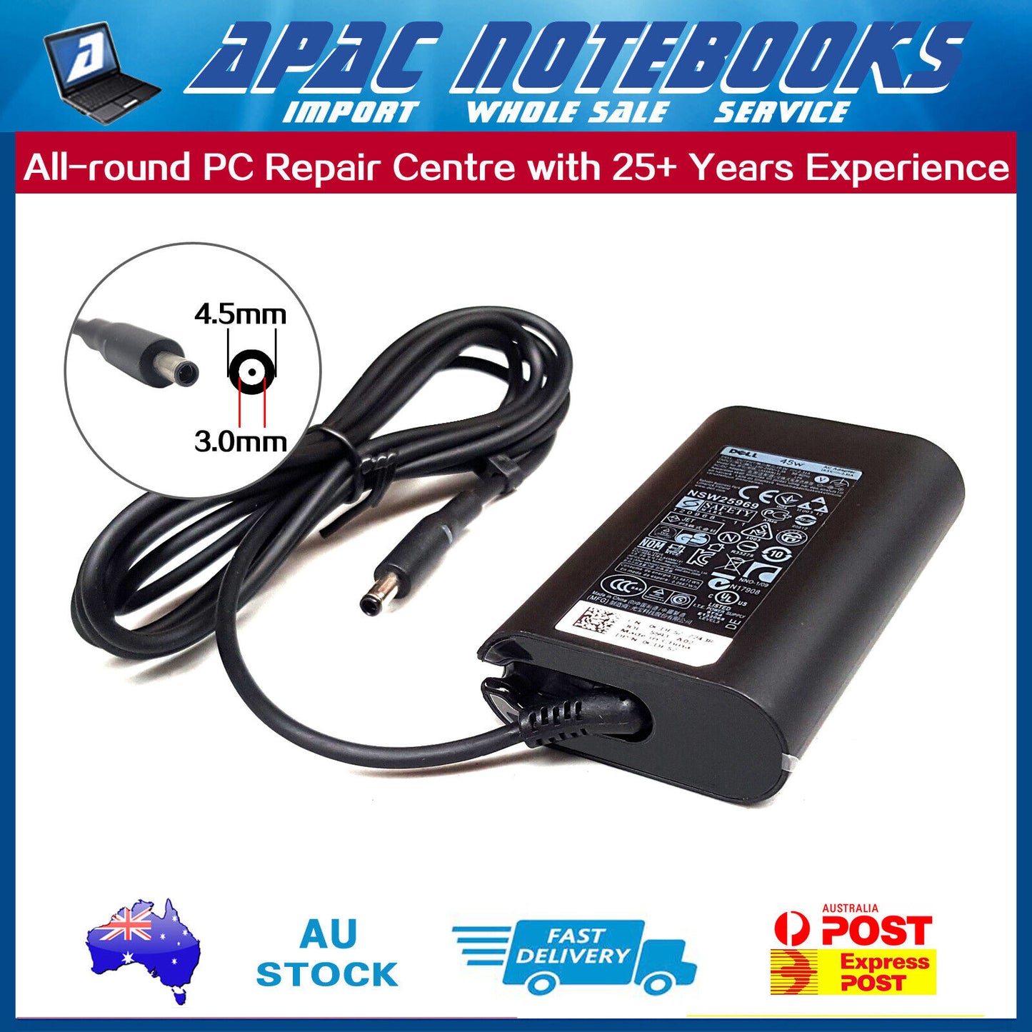 Genuine 45W AC Adapter Charger for Inspiron 11 3152 3153 3157 3158 2in1