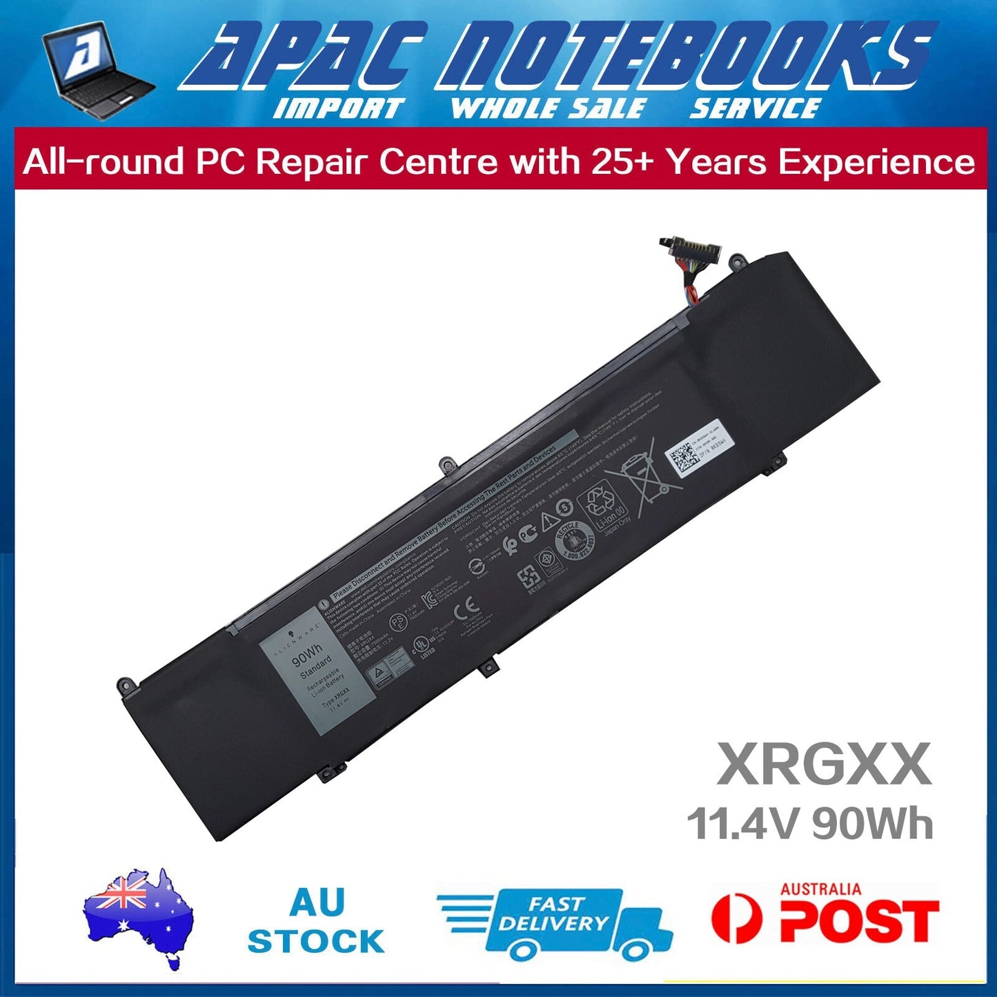Genuine XRGXX Battery for Alienware m15 m17 G5 15 5590 G7 15 7590 17 7790 90Wh
