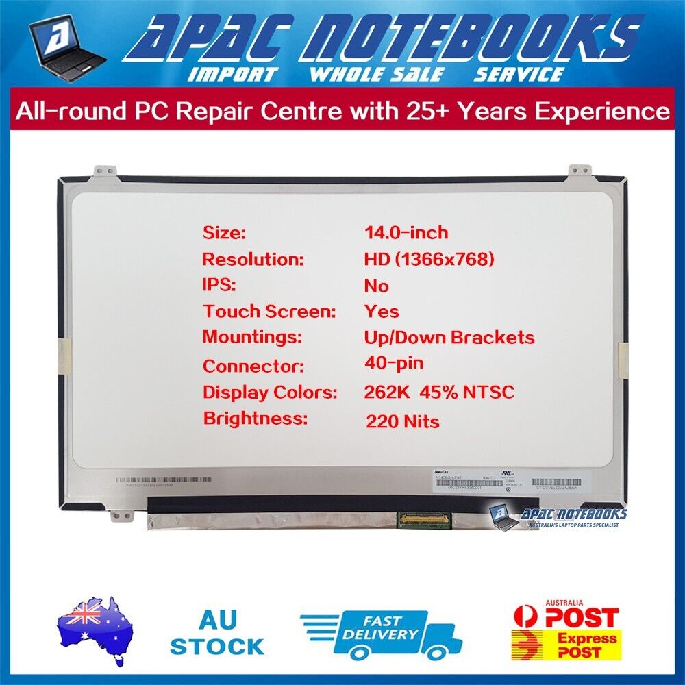14.0" HD (1366x768) LED Touch Screen N140BGN-E42 Rev. C2 HP L04285-J91