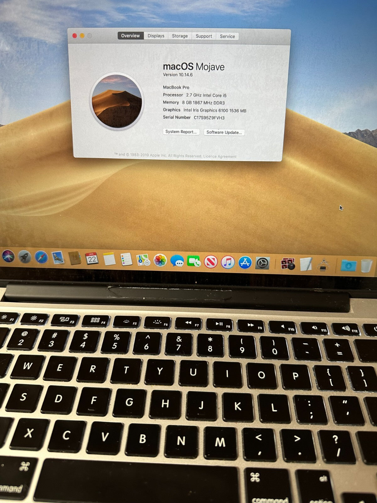 Apple Macbook Pro 13." A1502 2015 i5 1.8GHz 8GB RAM 128GB SSD macOS Mojave 2K
