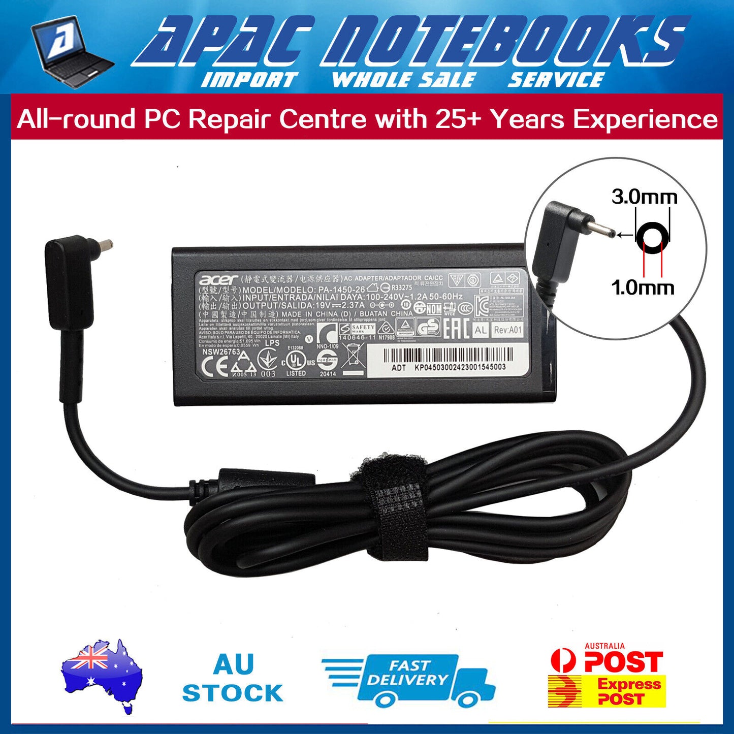 Genuine 45W AC Adapter Charger Acer Spin 1 SP114-31 SP114-31N