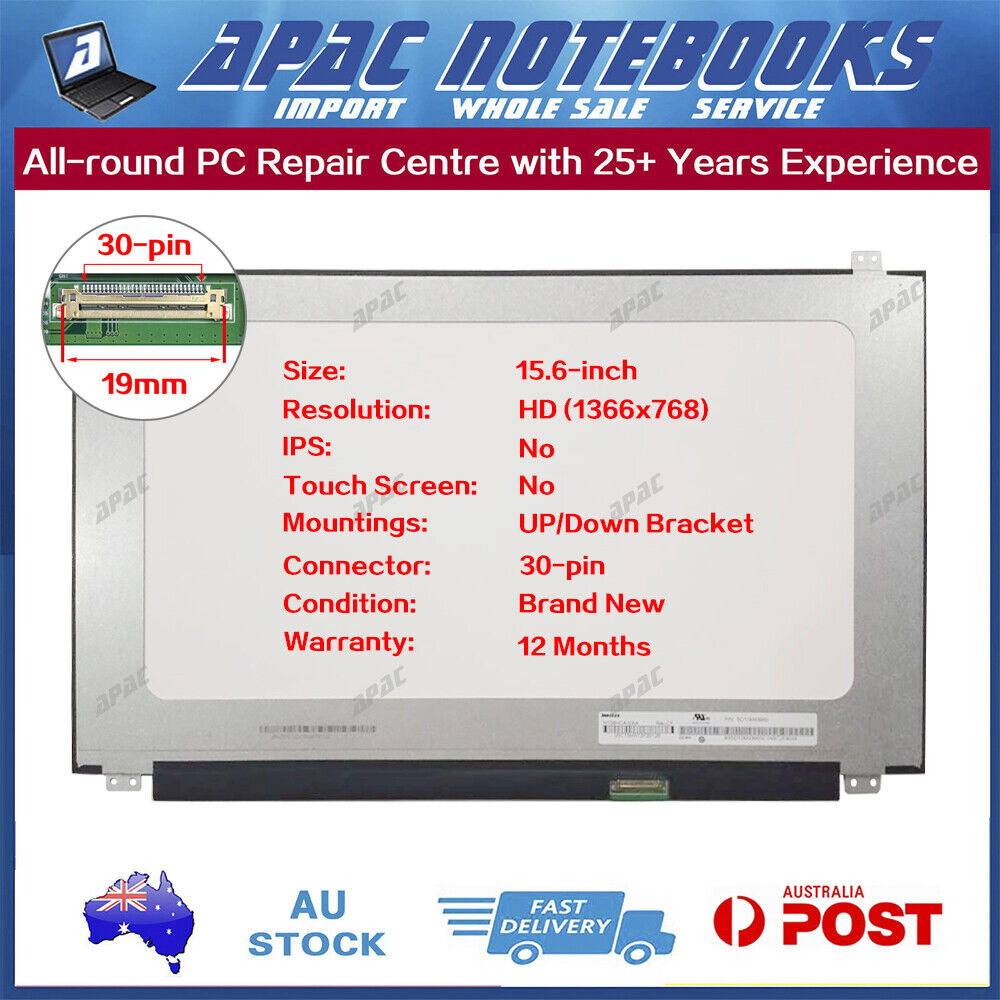 15.6" HP 15-BS234WM 15-BS Series LED LCD Screen Replacement – 30 Pin Non-Touch, NT156WHM-N32, Glossy Or Matte
