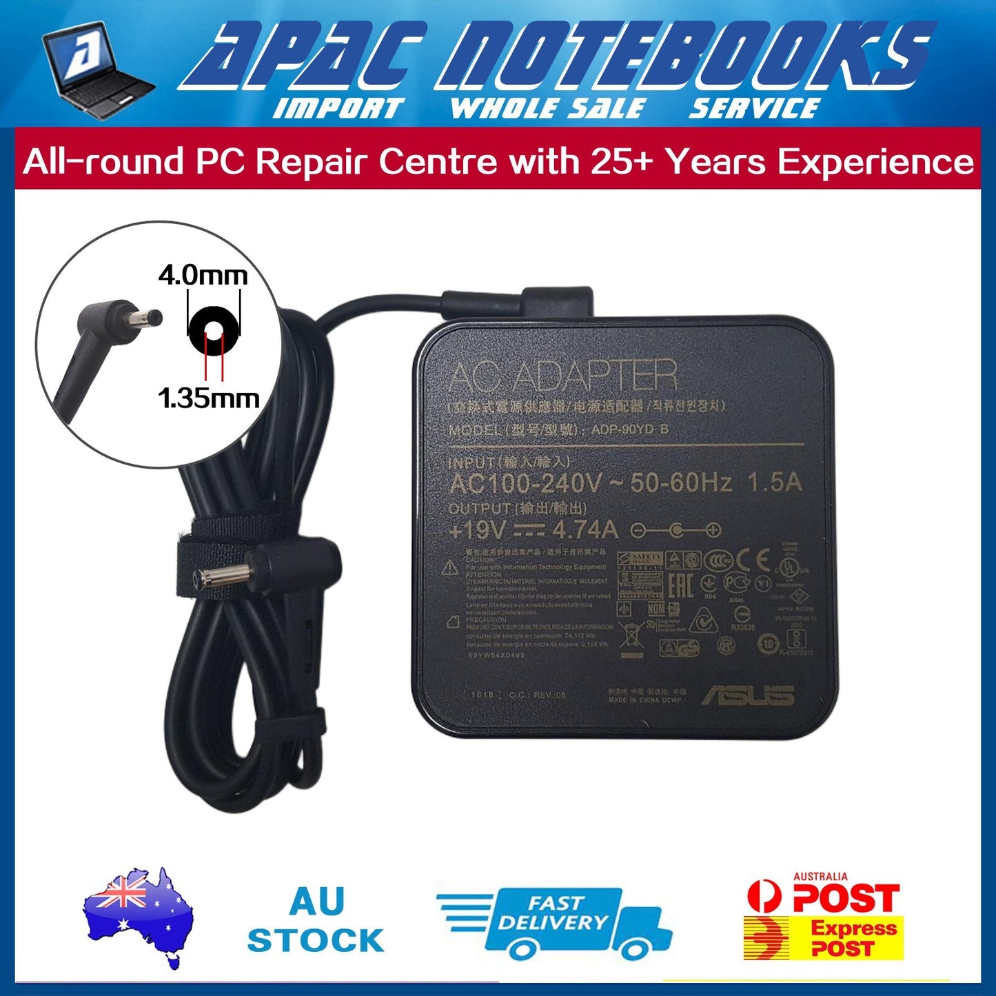 Genuine 90W AC Adapter Charger ASUS X507UA X507UB X553 X553MA X556UR X556UV
