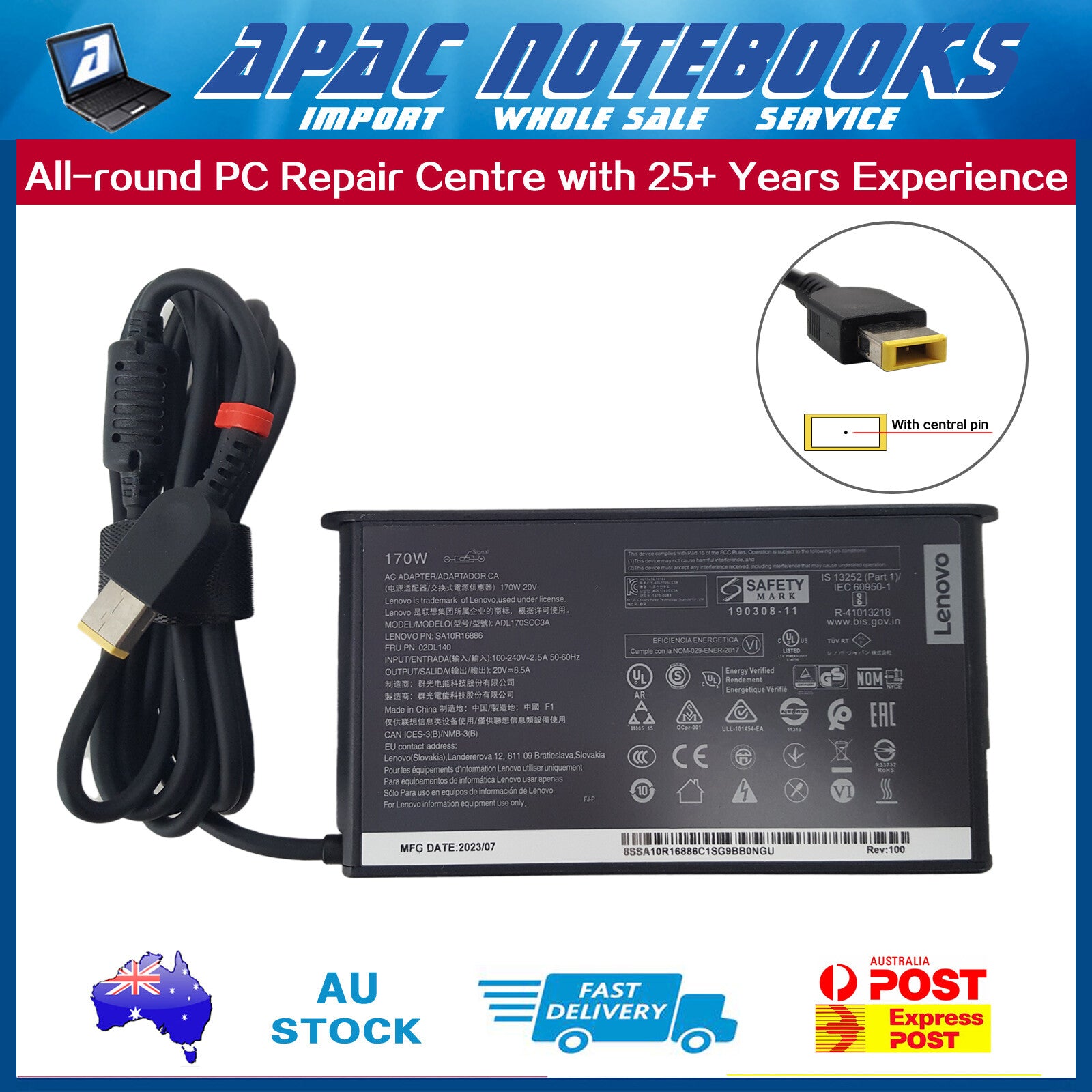 Genuine 170W AC Adapter Charger Lenovo IdeaPad Gaming 3 16″ 2021 2022