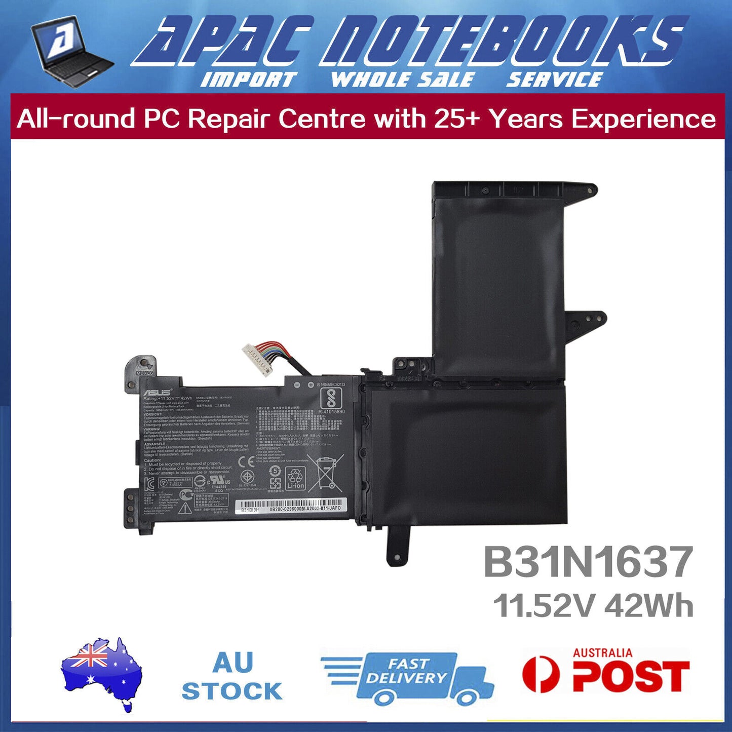Genuine B31N1637 Battery Asus X510UN X510UA X510UQ X510UR X510UF X510QA X510QR