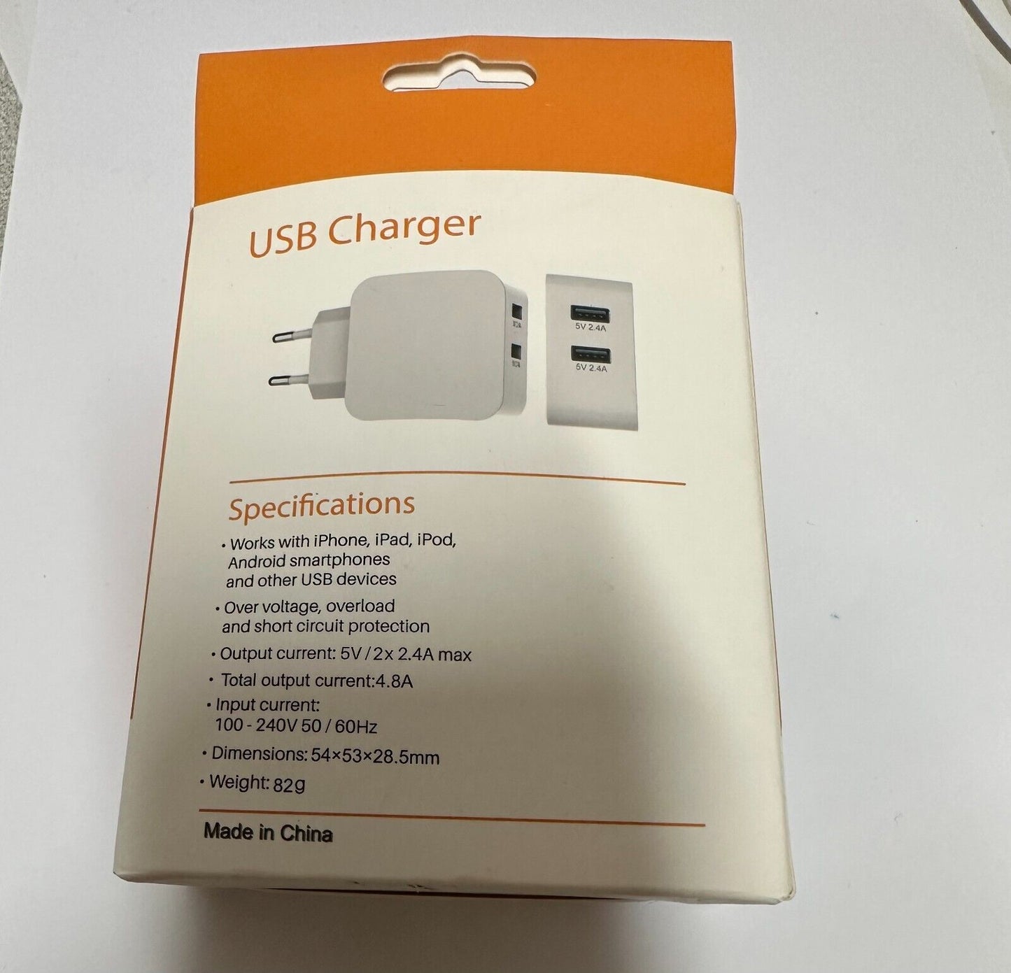 24W 5V-4.8A 2 USB Port Charger 5V-2.4A For iphone / ipad/ smartsphone use