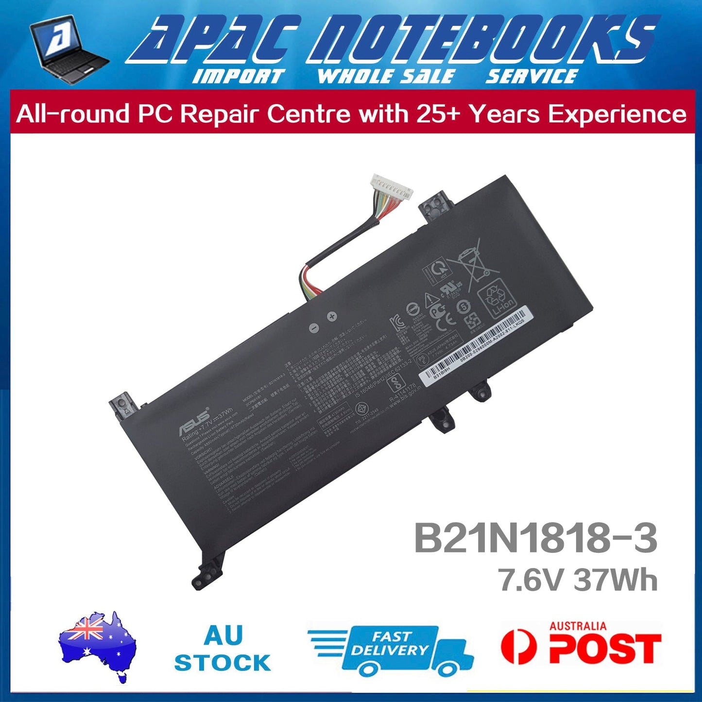 Genuine ASUS Battery B21N1818-3 Vivobook 15 D515 F515 M515 S515 X515 A516 37Wh