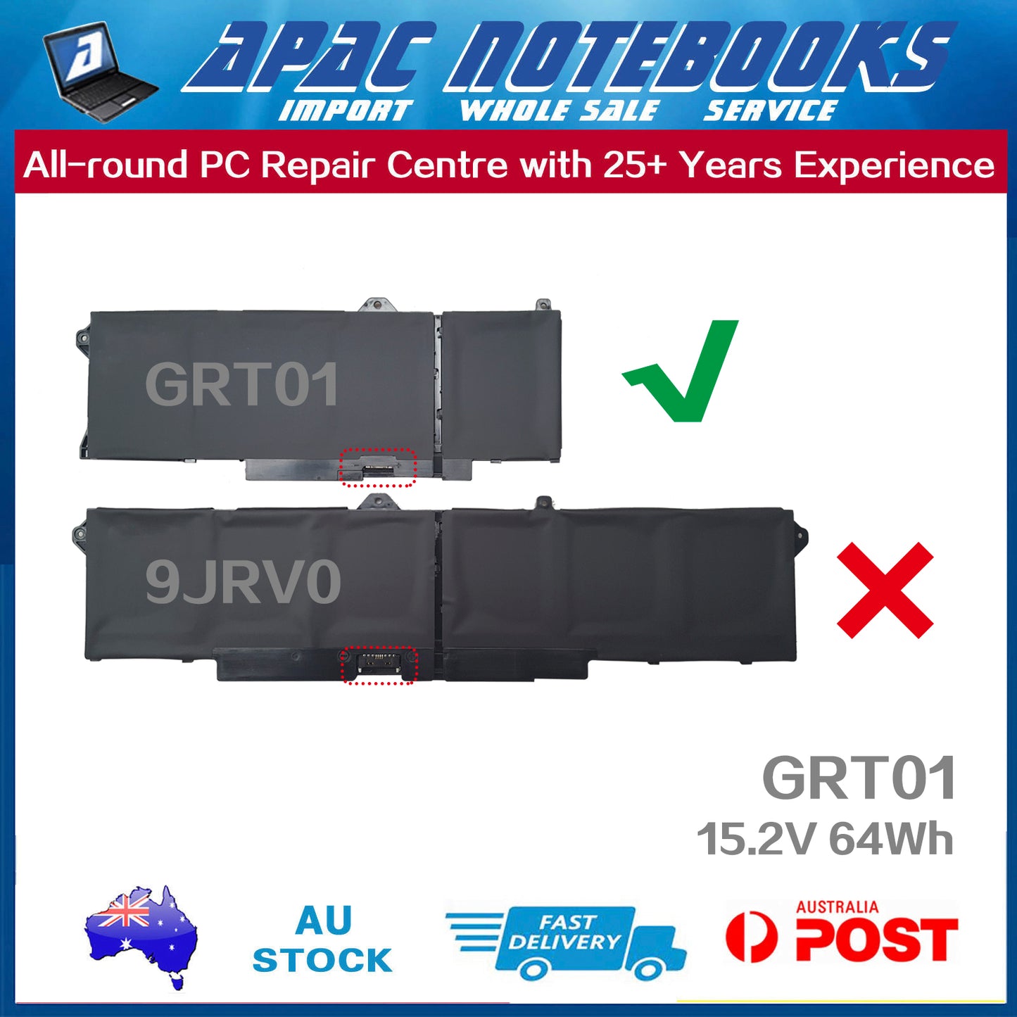 Genuine GRT01 Battery for Latitude 5421 5431 5521 5531 Precision 3470 15.2V 64Wh