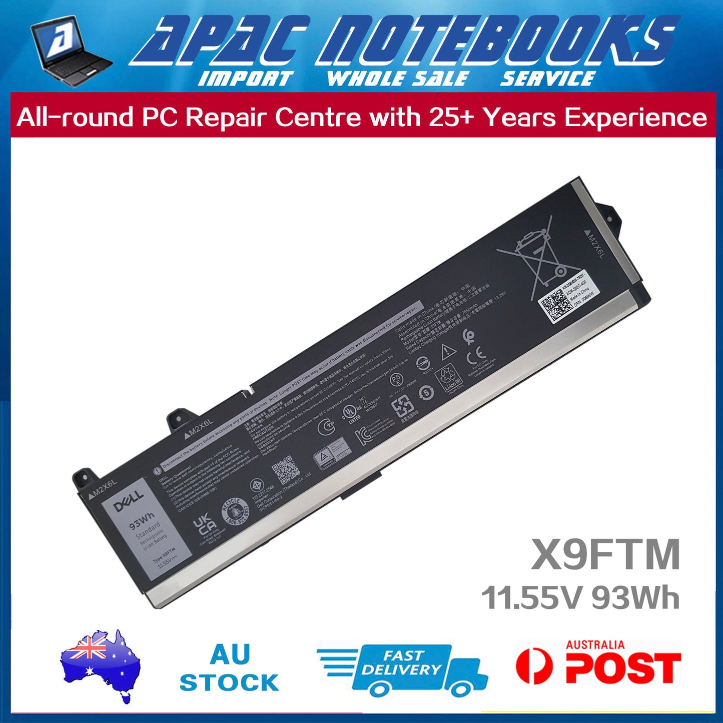 Genuine X9FTM Battery for Precision 7670 7680 7770 7780 P114F001/002 P115F001/2