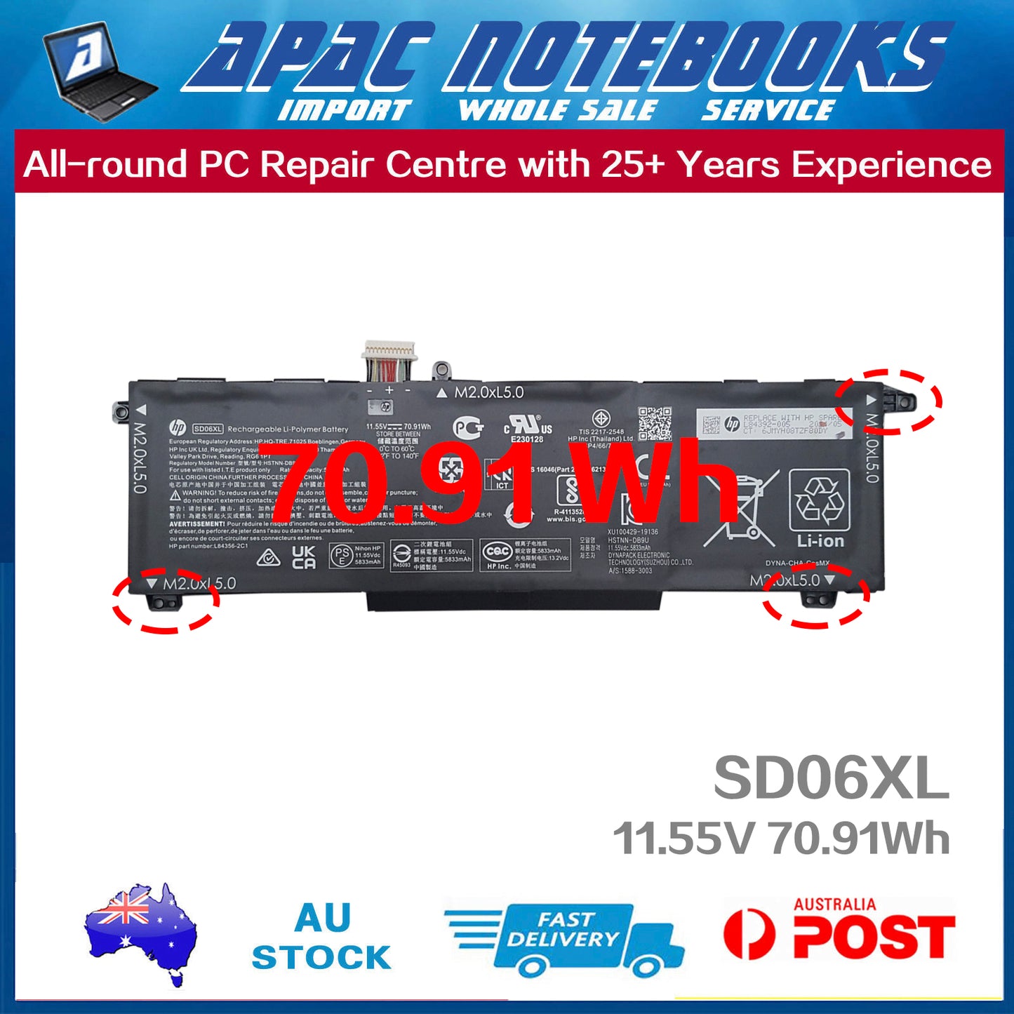 Genuine SD06XL Battery HP OMEN 15-en 15-en009ax 15-ek 15-ek015tx 11.55V 70.91Wh