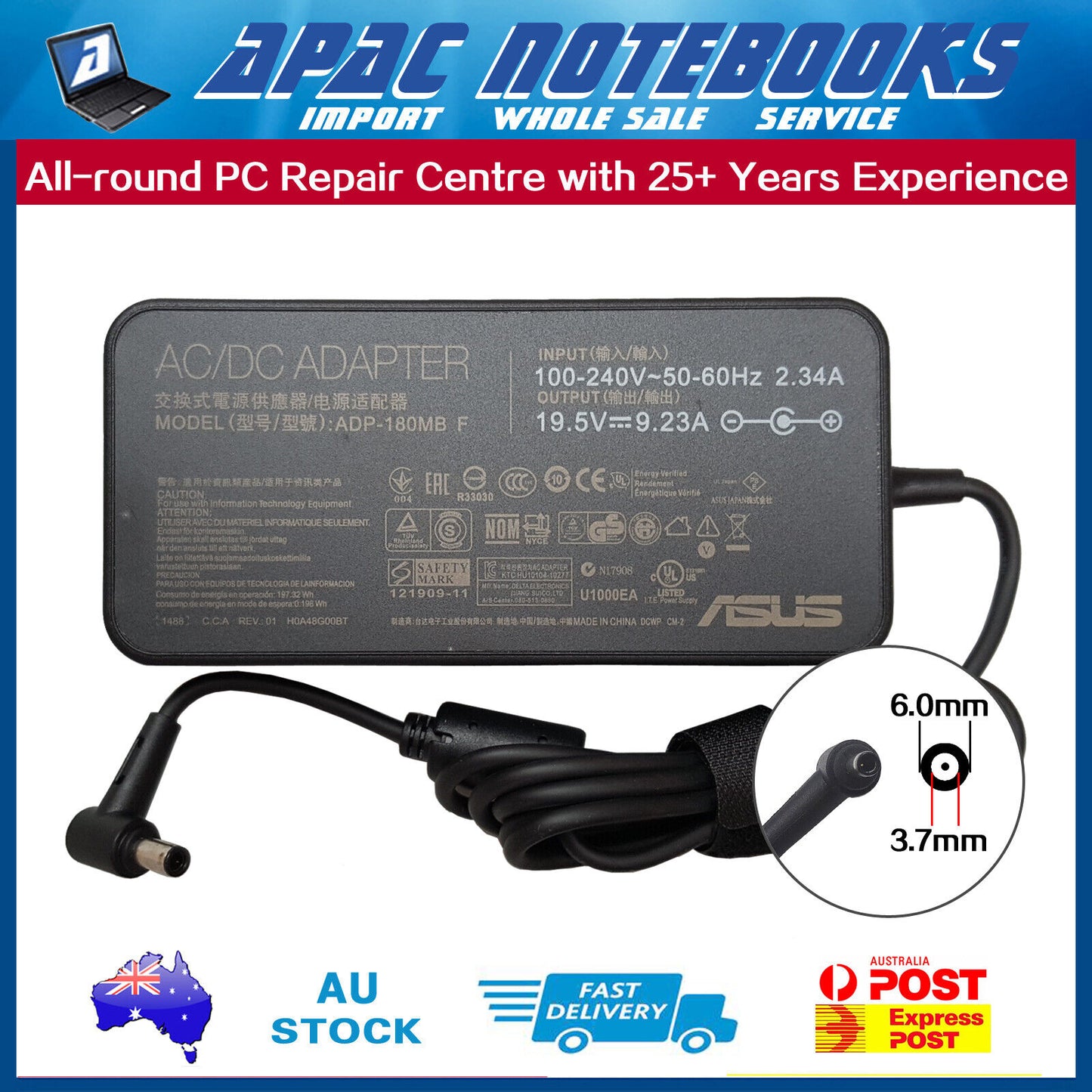 Genuine Charger Asus FX505GU FX505LH FX506HC FX506HCB FX506HE FX506HEB 180W