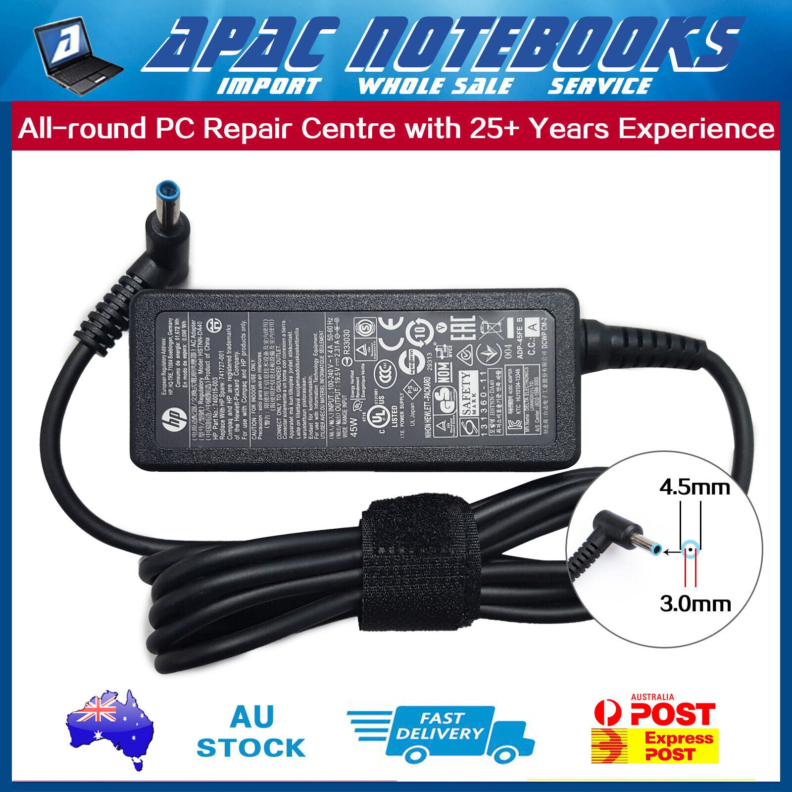 Genuine 45W AC Adapter Charger HP Notebook 15db 15db0019AU