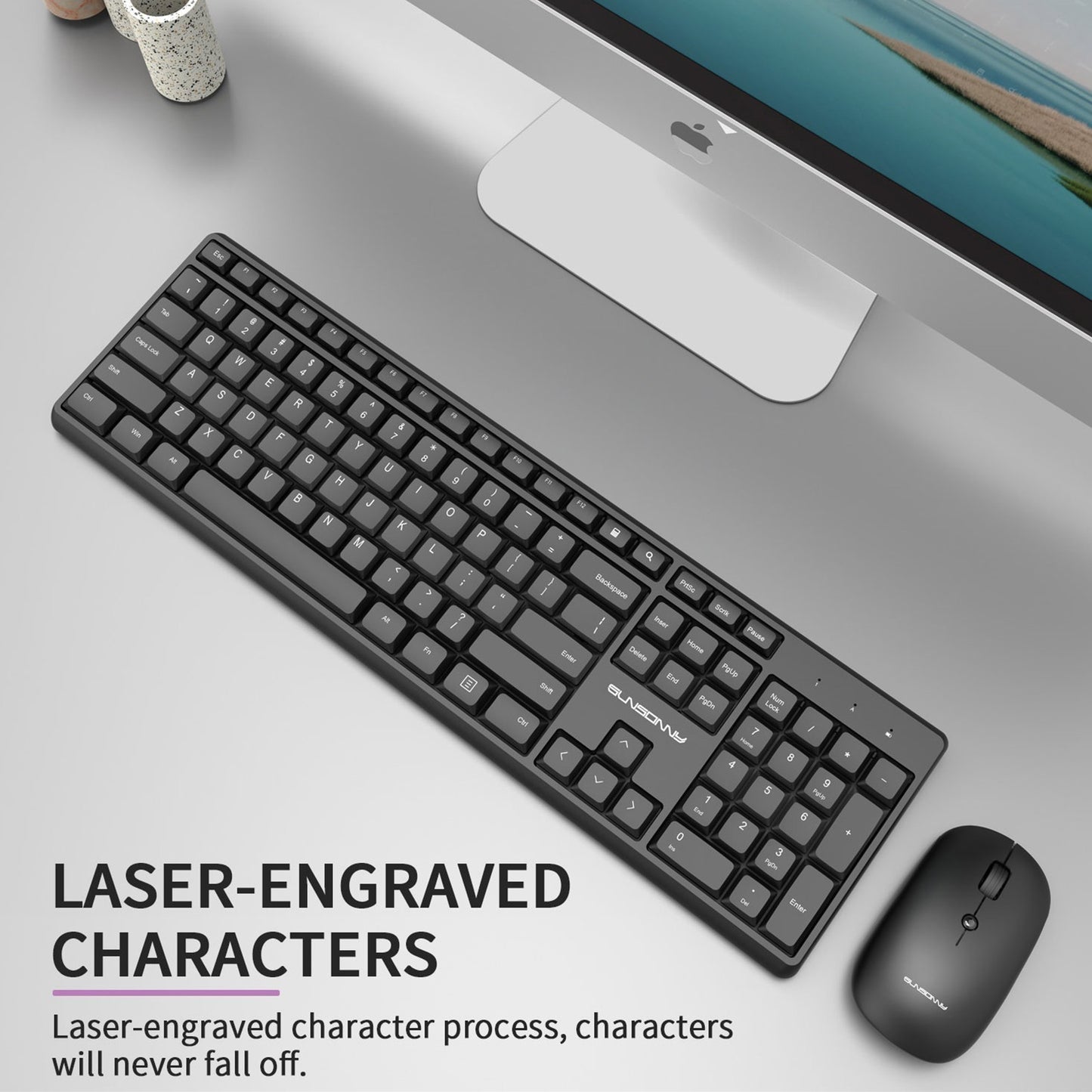 2.4G Wireless High-Precision 1600DPI Mouse and Full-Size AU Keyboard  Combo Set