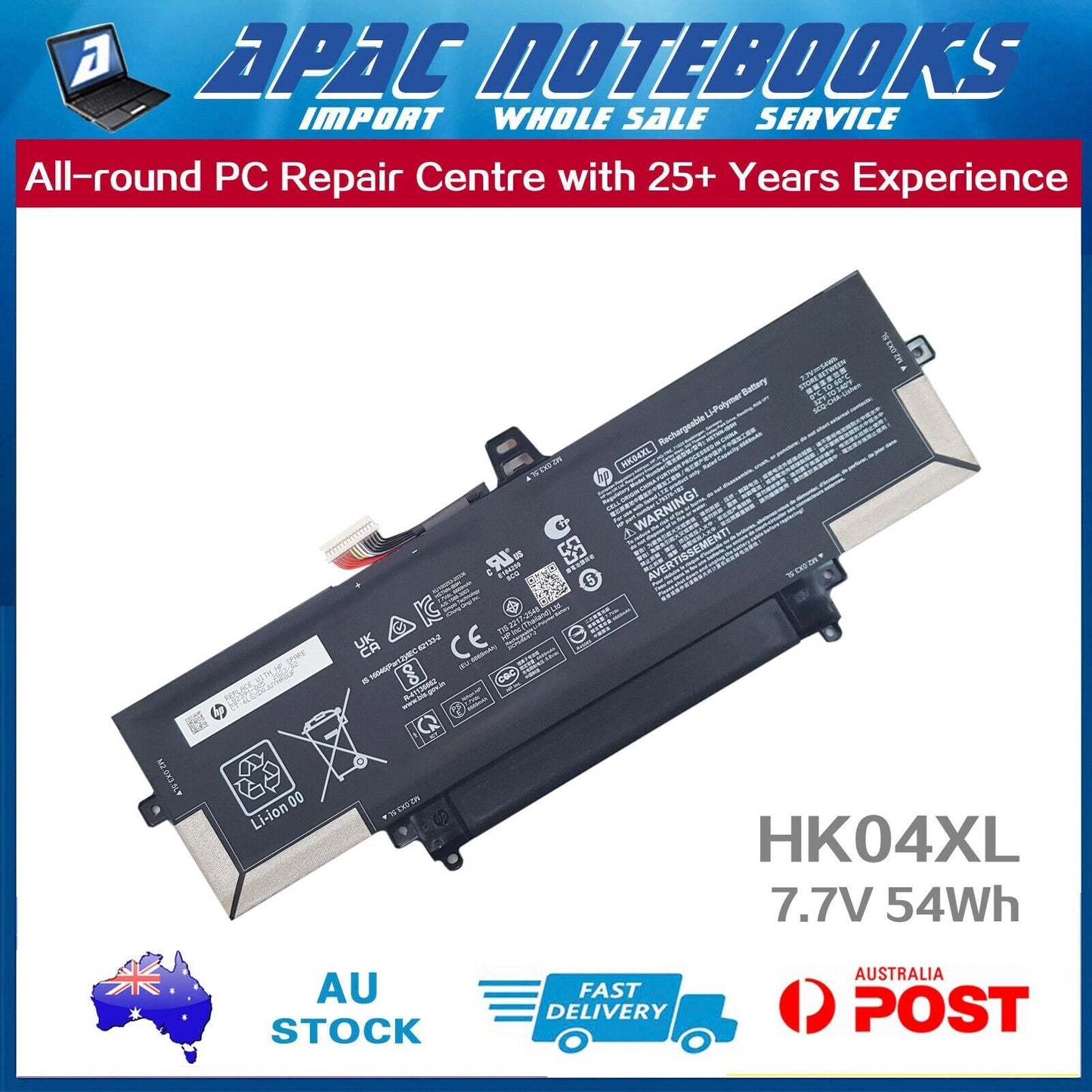 Genuine HK04XL Type-A Battery HP HSTNN-IB9H L79376-1B1 -1B2 L82391-005/6/7 54Wh