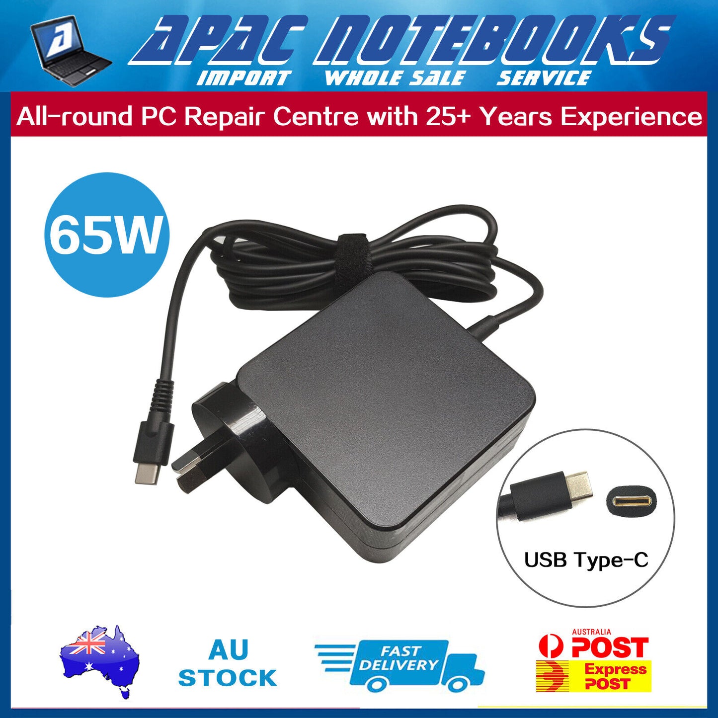 65W USB Type-C AC Adapter Charger for Dell Latitude 5285 5289 5290 2in1