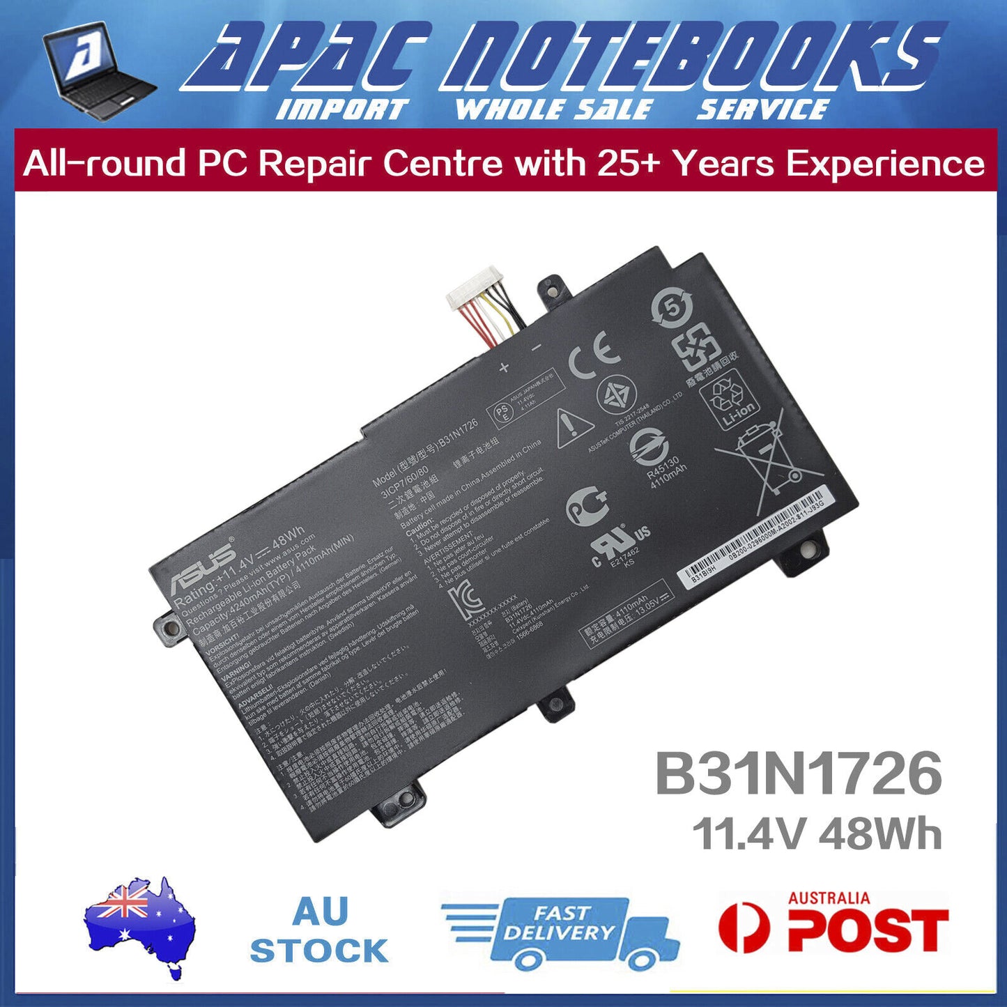 Genuine B31N1726 Battery Asus FA706ICB FA706IE FA706IH FA706IHR FA706IHRB 48Wh