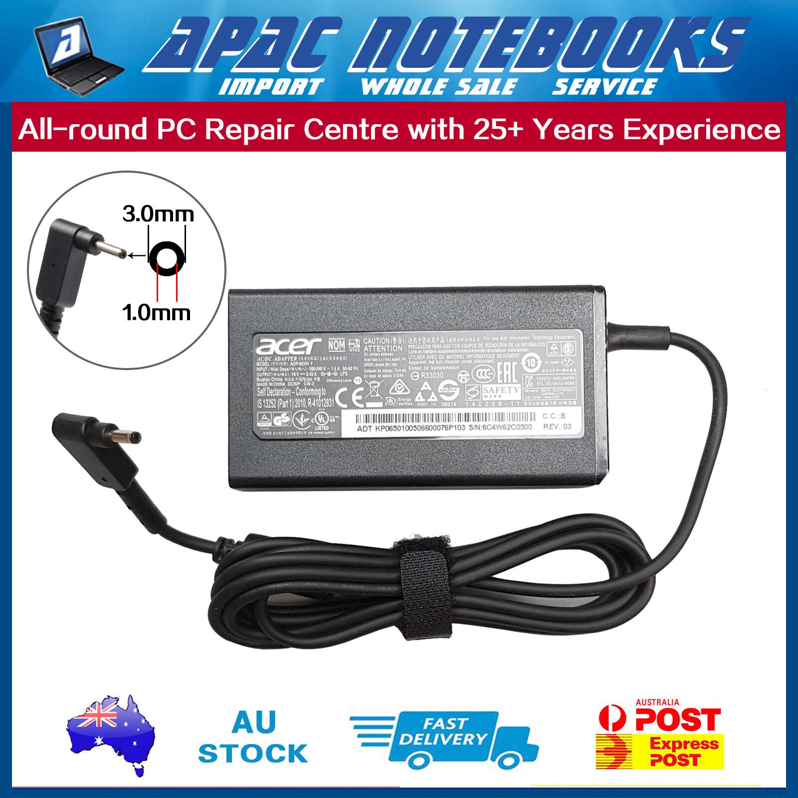 Genuine 65W AC Adapter Charger Acer TravelMate B117-M B117-MP X514-51 51T