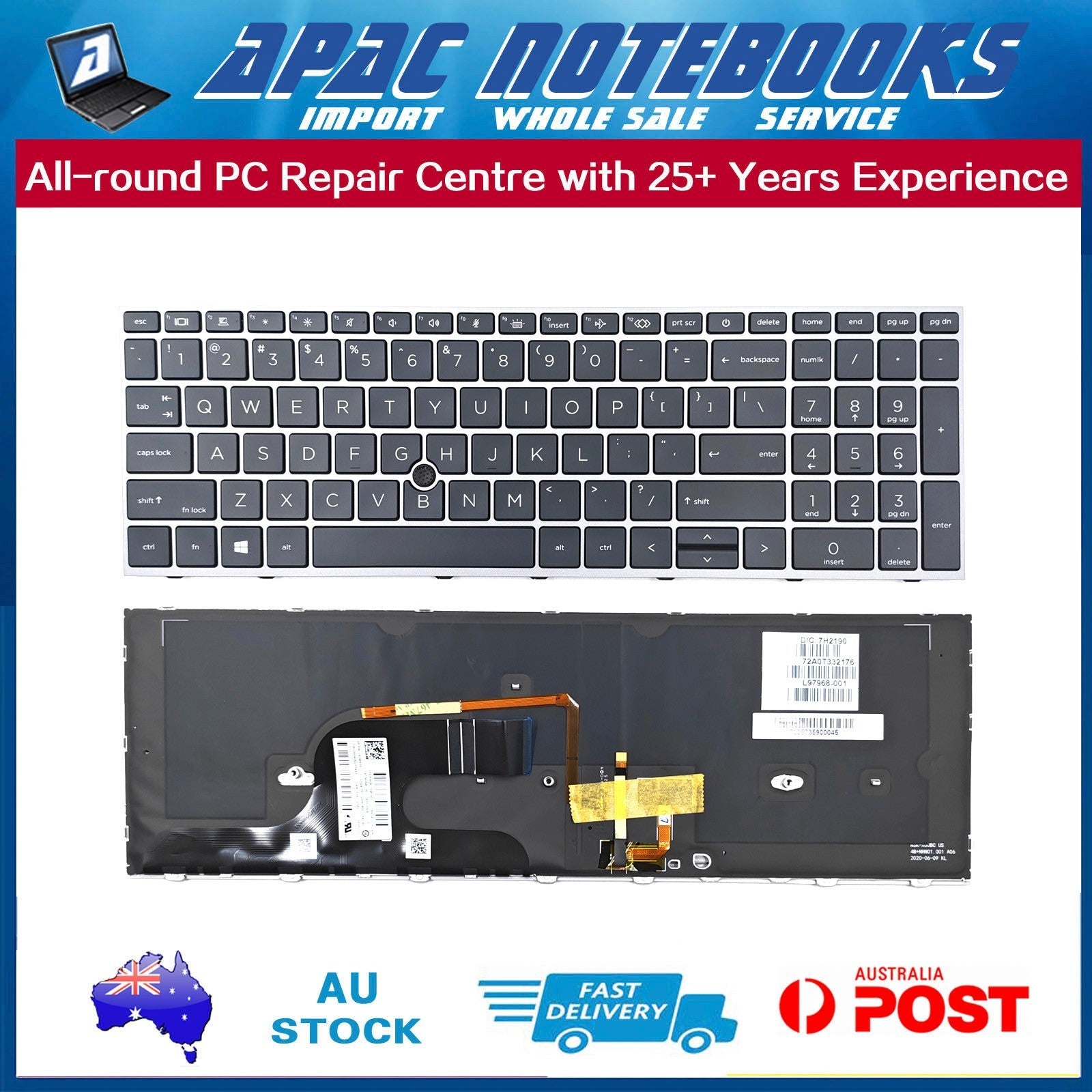 Backlit Keyboard HP ZBook Fury 15 G7 G8 Mobile Workstation