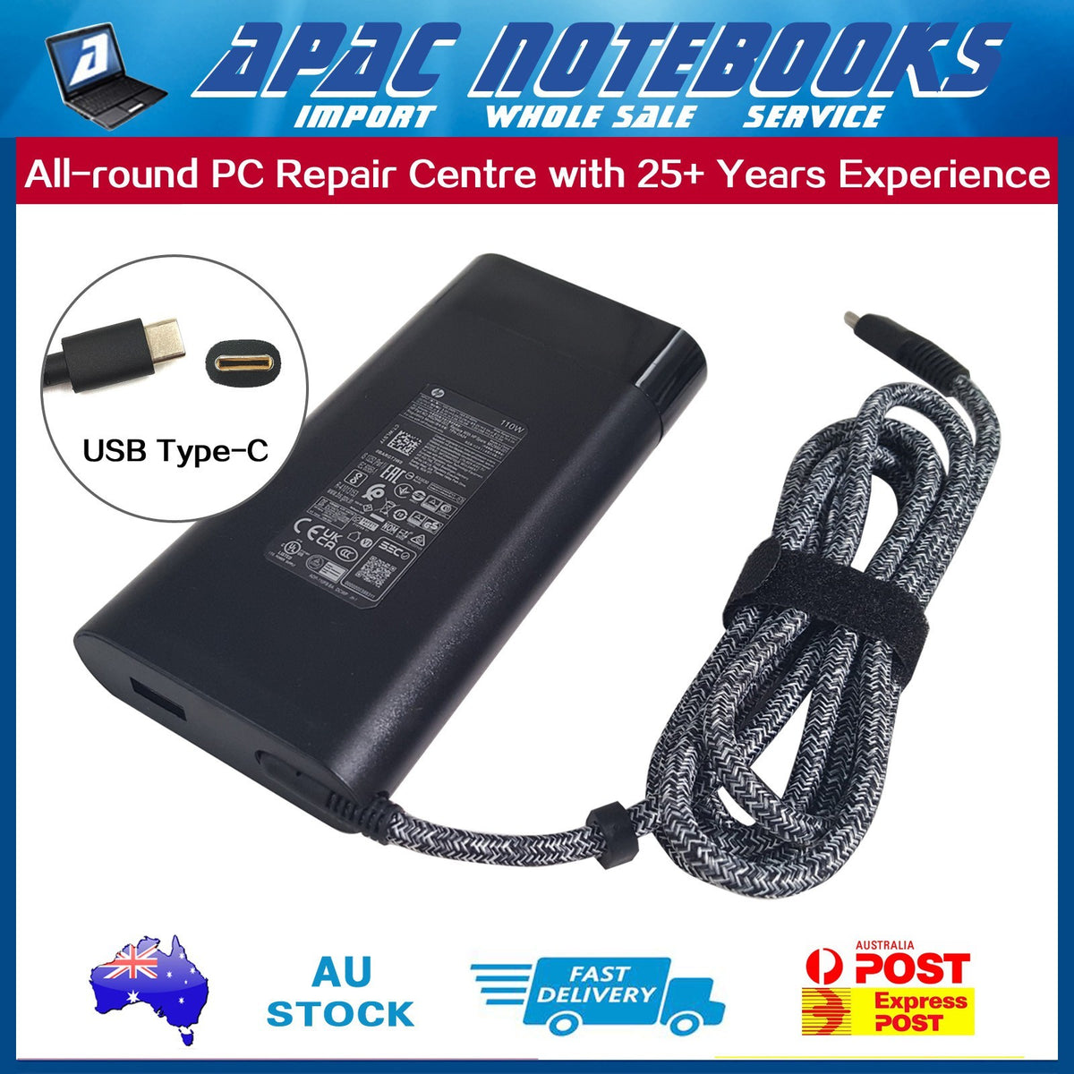 Genuine 110W USB-C Charger HP OmniBook 7 NGAI 16-bh 16-bh0001tu 16-bh0026tu