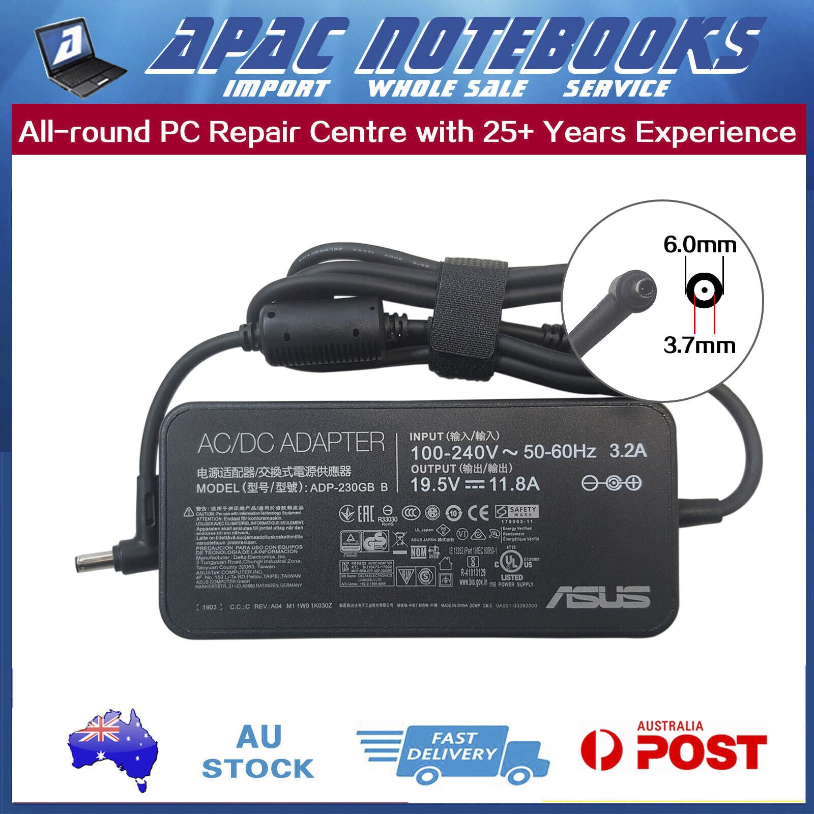 Genuine 230W AC Adapter Charger ASUS 2021 ROG Zephyrus S15 GX502GV GX502GW