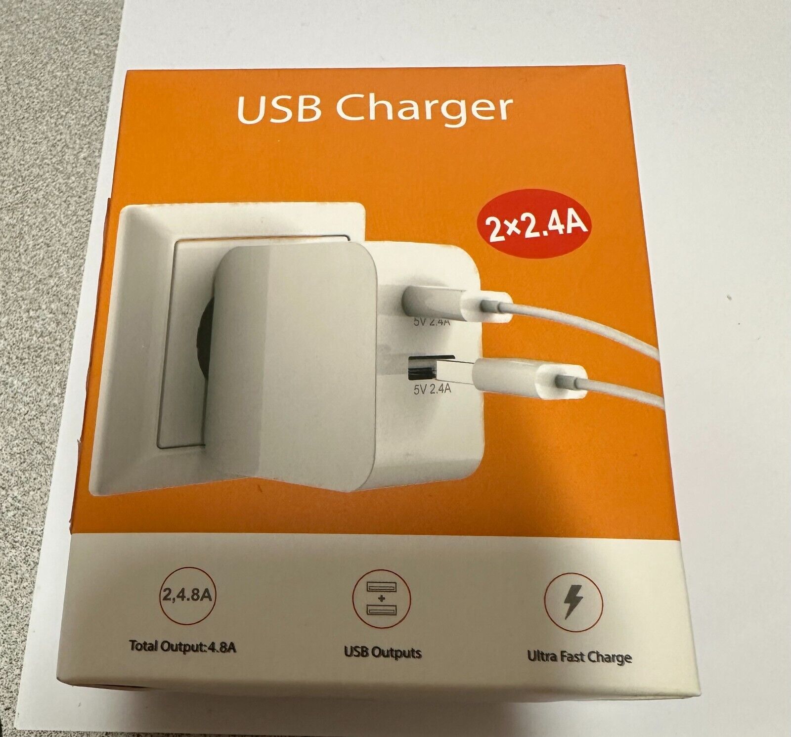 24W 5V-4.8A 2 USB  Port Charger 5V-2.4A  For  iphone / ipad/ smartsphone use