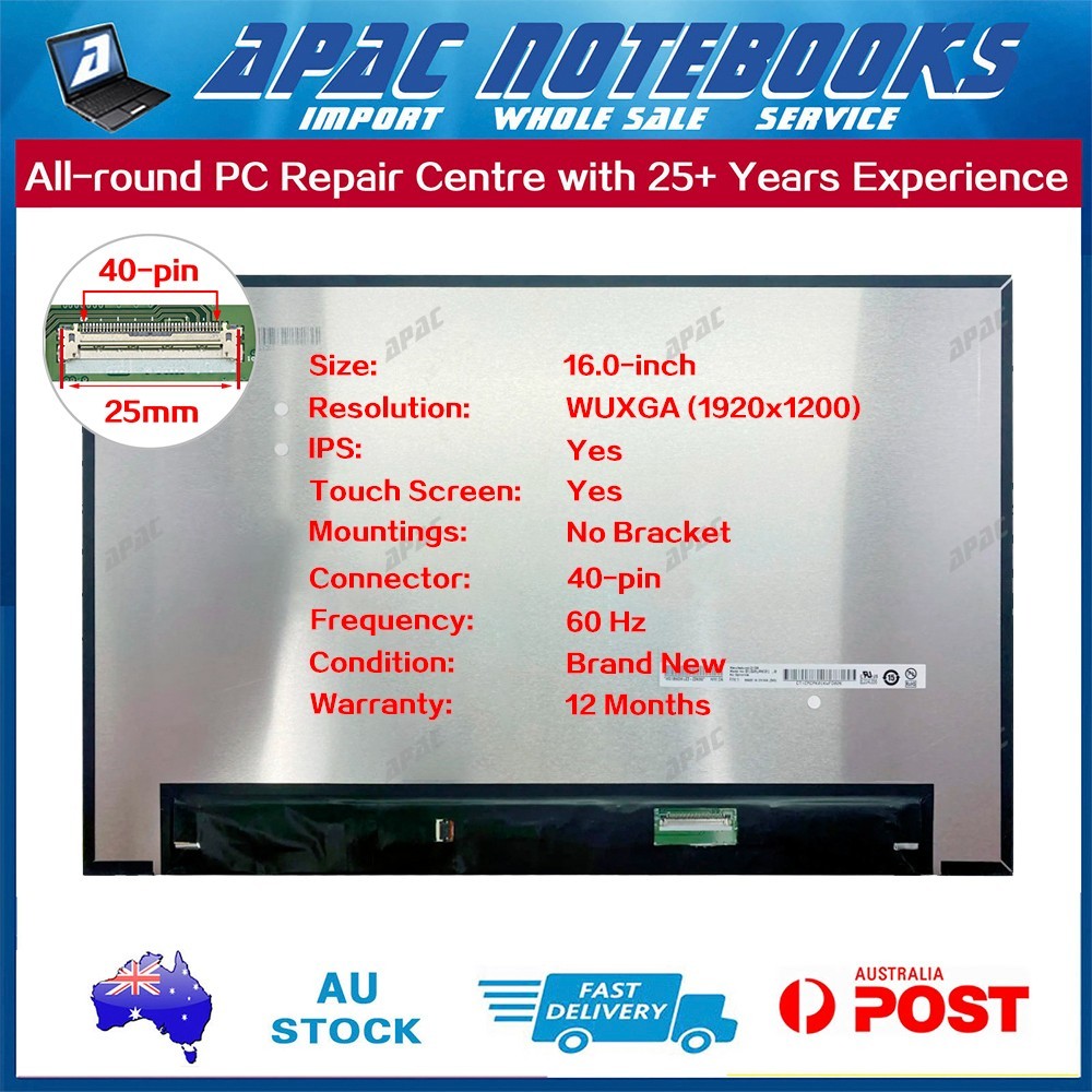16.0" WUXGA 1920x1200 TouchScreen B160UAK01.0