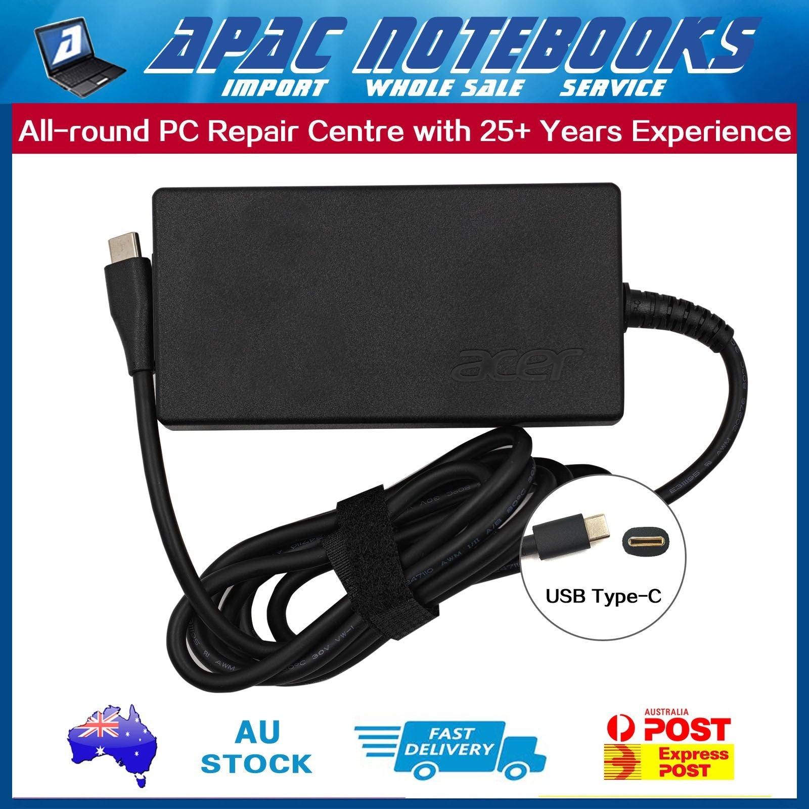Genuine 100W USB Type-C Charger Acer Swift Go 16 SFG16-72 SFG16-72T SFG16-73/73T