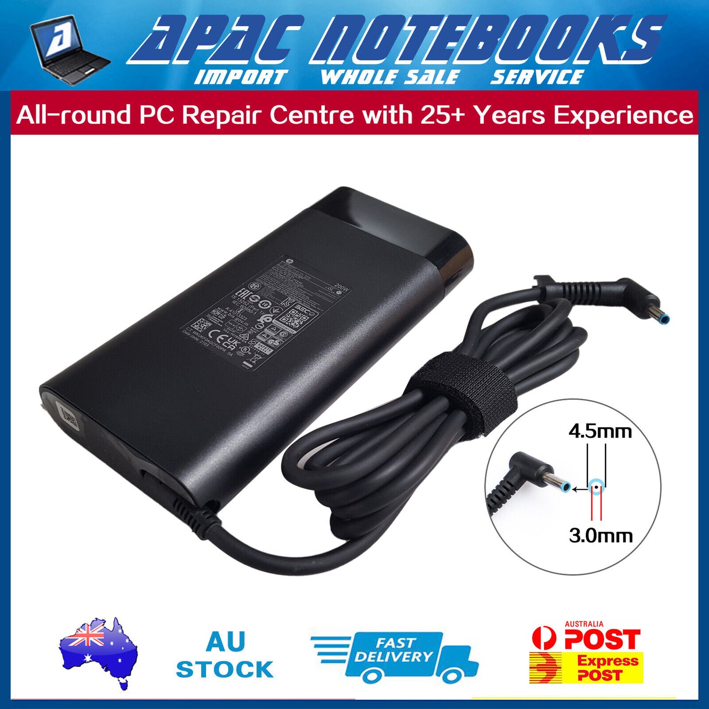 Genuine Charger HP Victus 16-d 16-d0245TX 16-e 16-e0075AX 16-r 16-s 200W 10.5A