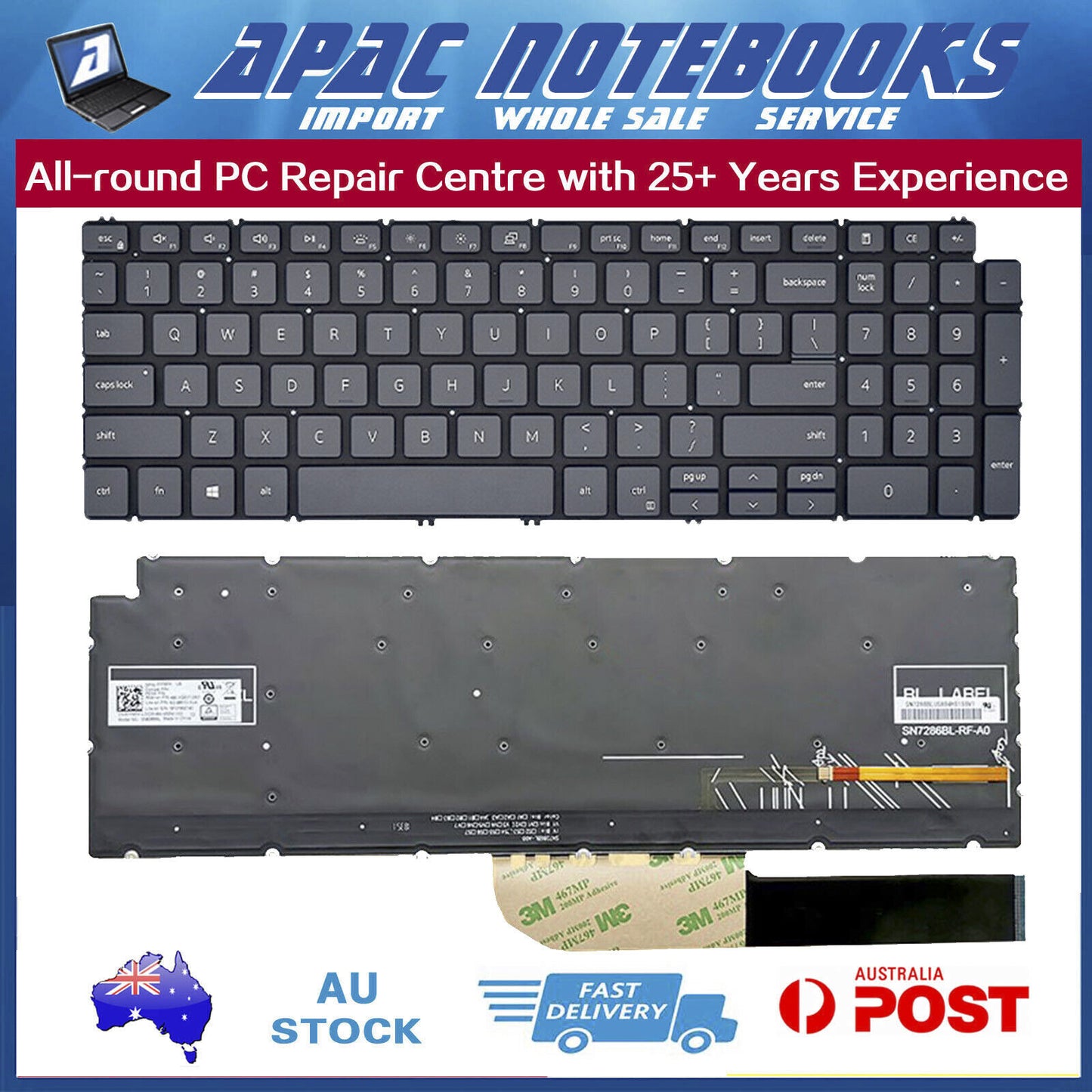 Genuine keyboard with backlit For DELL Inspiron 7590 2 in 1 / 7591 2 in 1