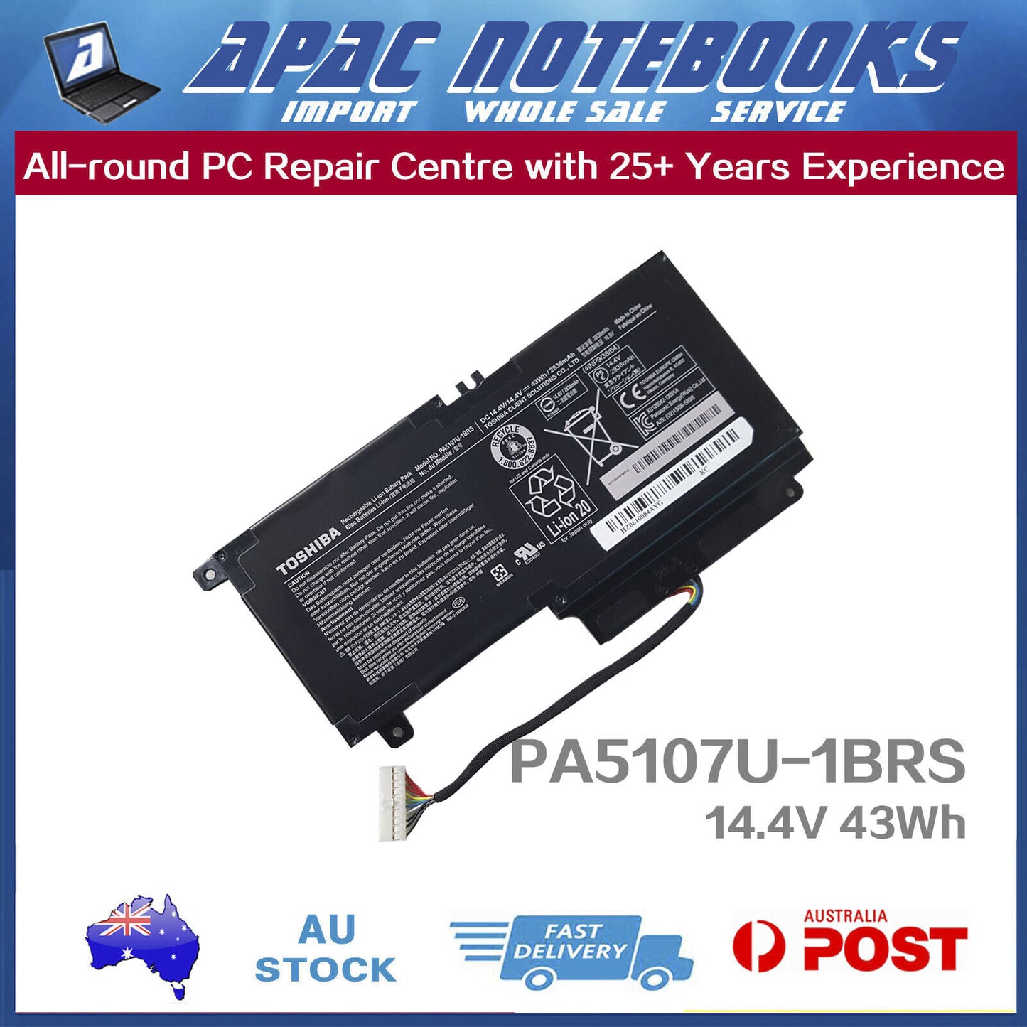 Genuine Toshiba Battery Satellite/Pro P40-A/-B P40t-A/-B P50-A/-B P50t P55 P55t