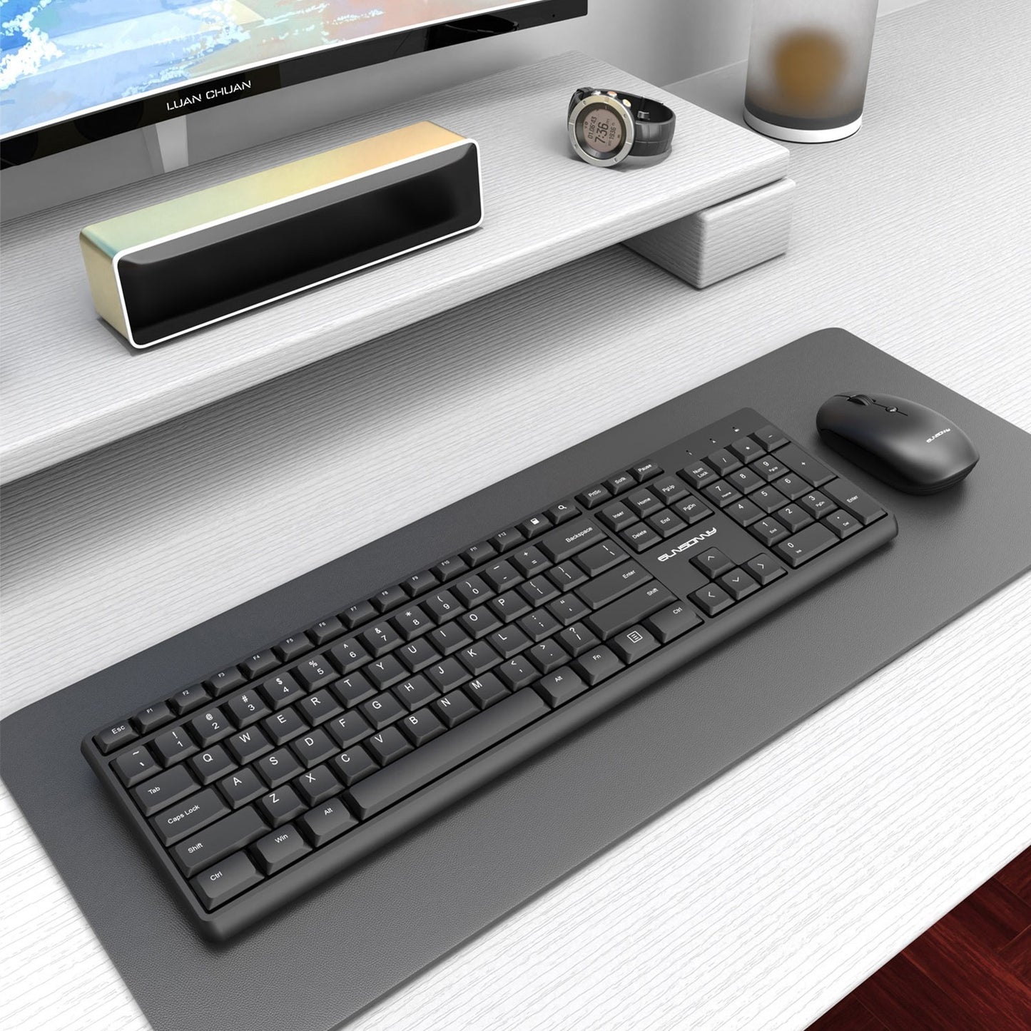 2.4G Wireless High-Precision 1600DPI Mouse and Full-Size AU Keyboard  Combo Set