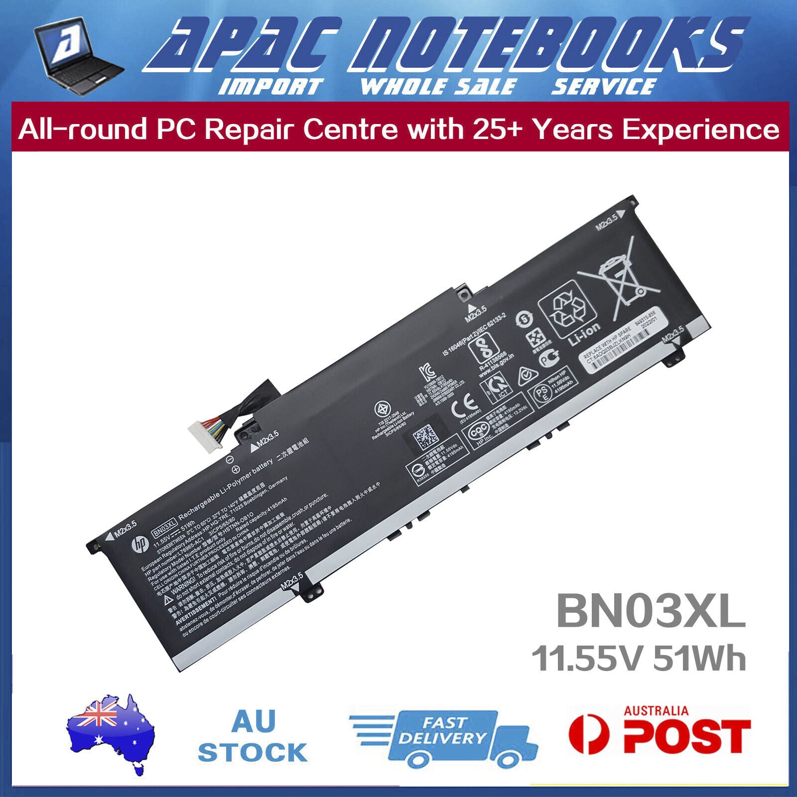 Genuine BN03XL Battery HP ENVY x360 15-ee 15-ee0016au 15-ee1028au 15m-ee 15z-ee