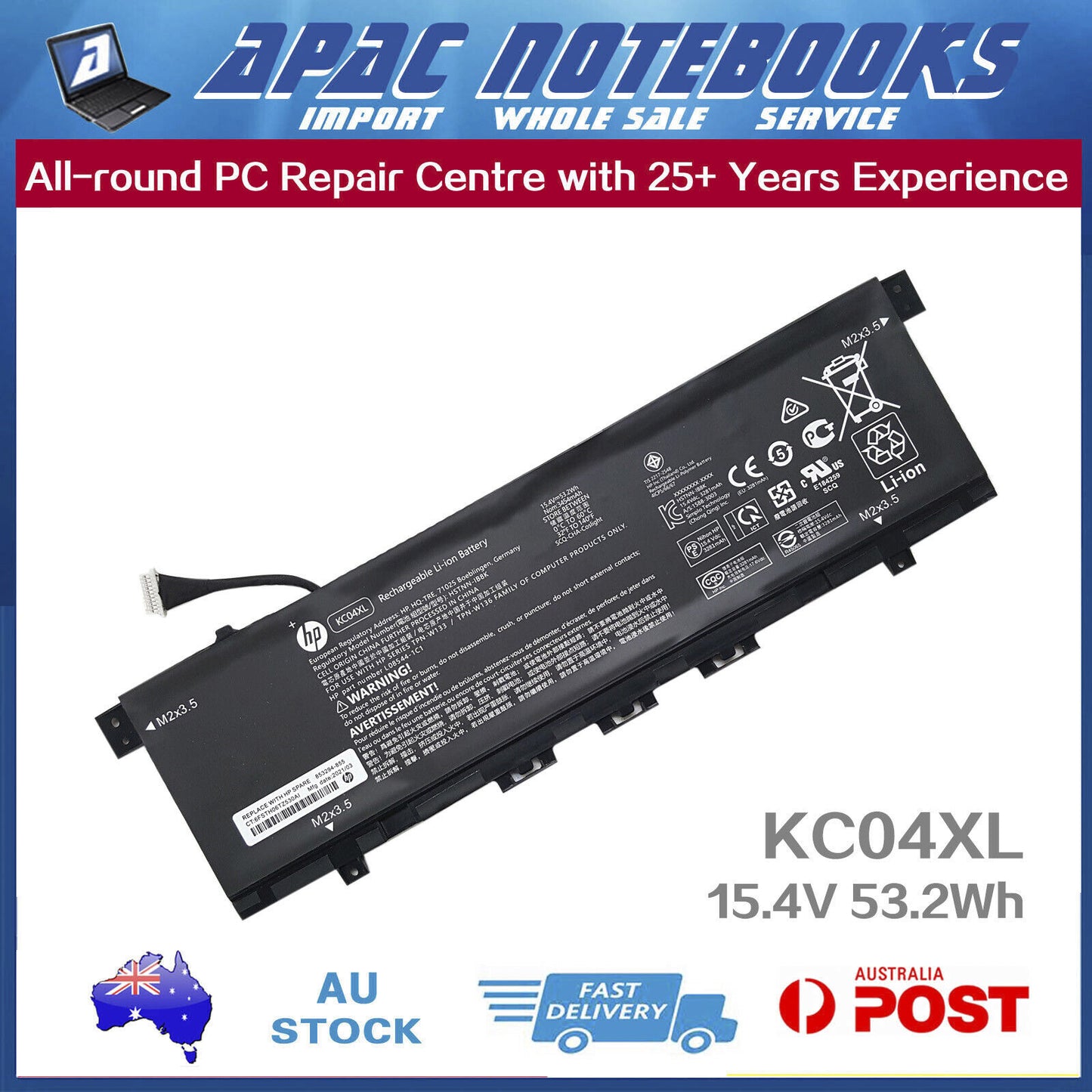 Genuine KC04XL Battery HP ENVY x360 13-ag 13-ag0035au 13-ar 13-ar0118au 13m-ag