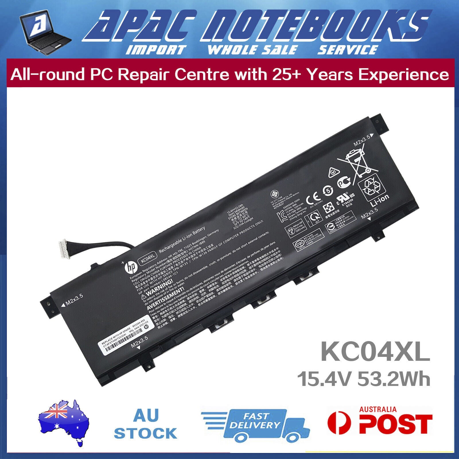 Genuine KC04XL Battery HP ENVY x360 13-ag 13-ag0035au 13-ar 13-ar0118au 13m-ag