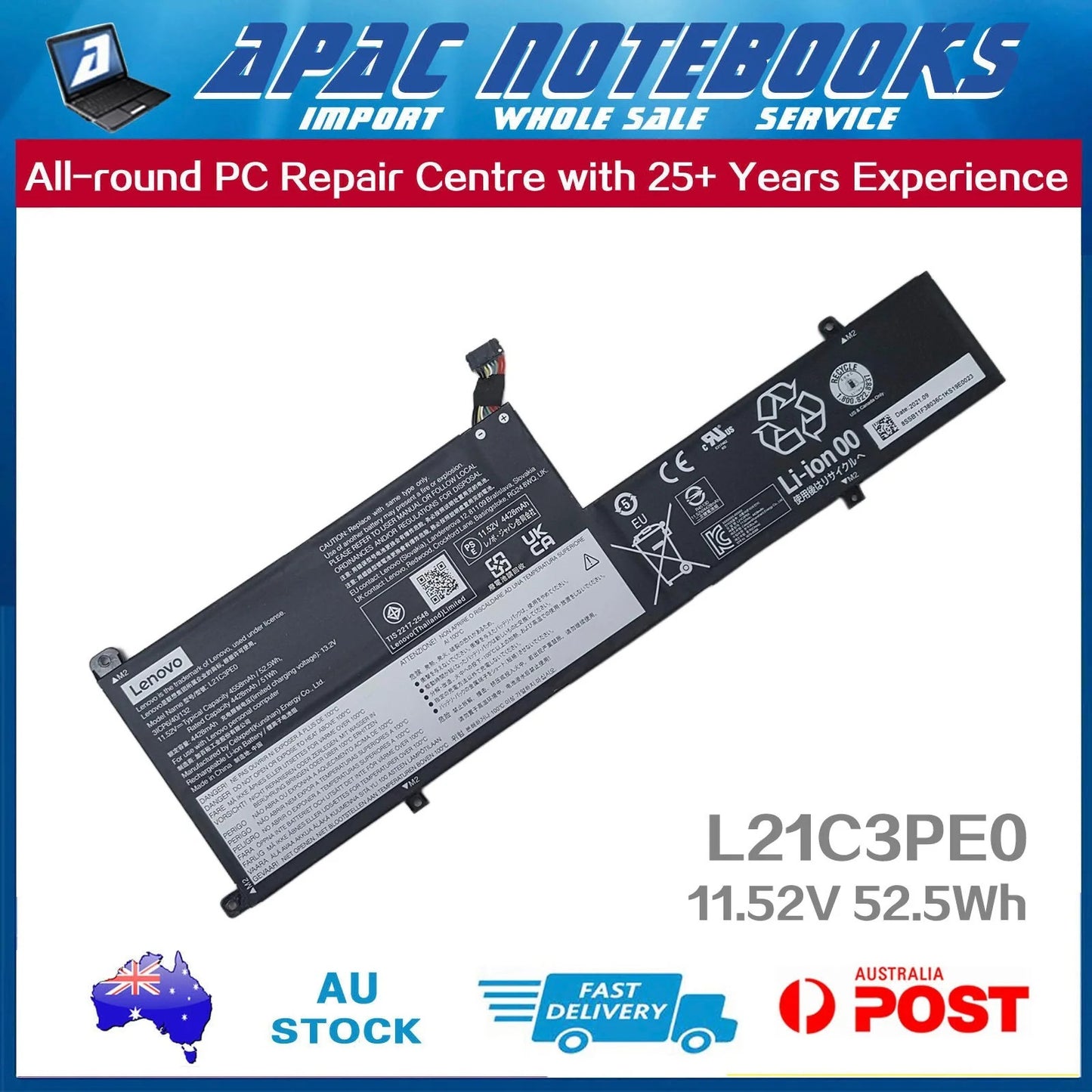 Genuine Battery for IdeaPad Flex 5 16ALC7 16IAU7 16ABR8 16IRU8 11.52V 52.5Wh