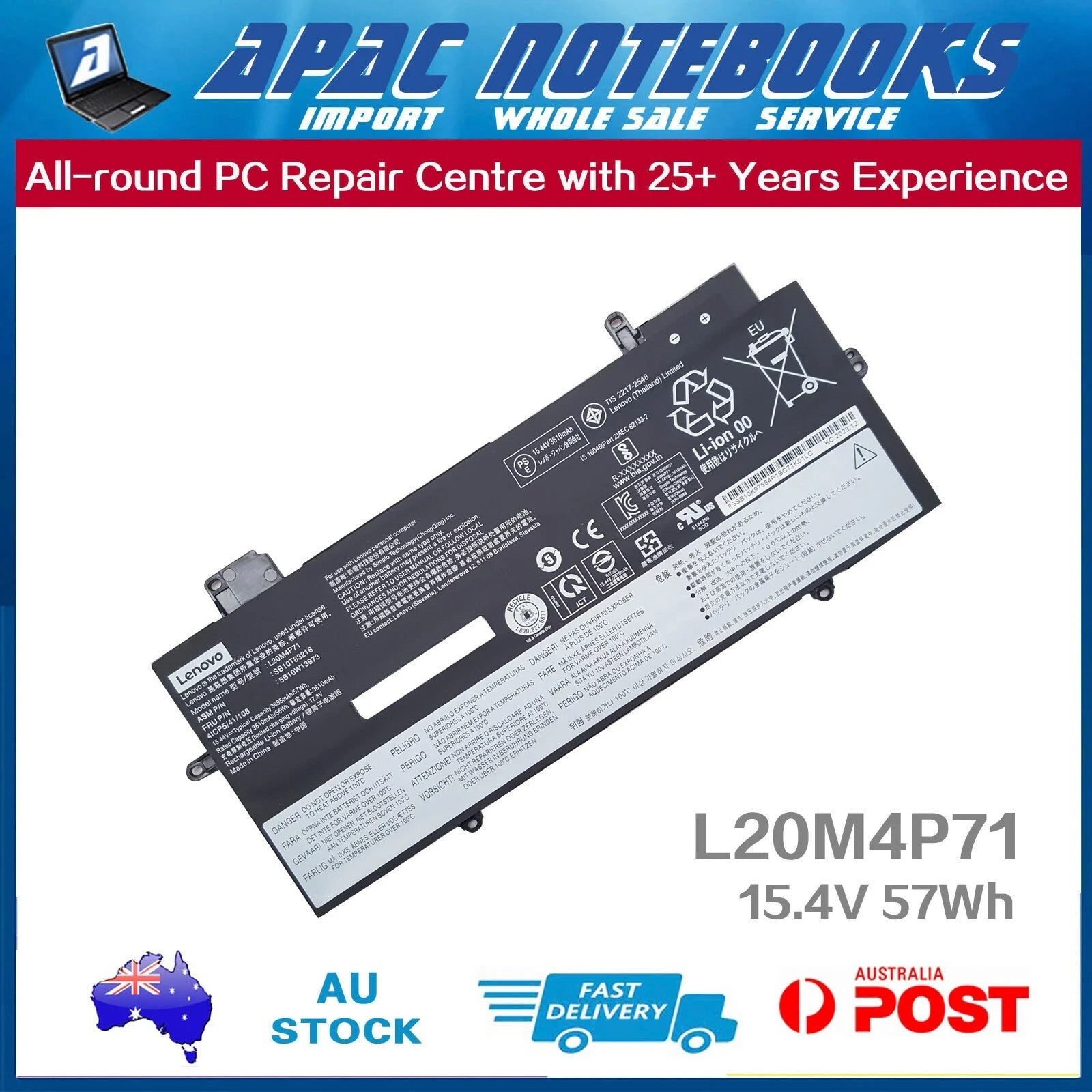 Genuine Battery for ThinkPad X1 Carbon Gen 11 2023 21HM 21HN 15.44V 57Wh