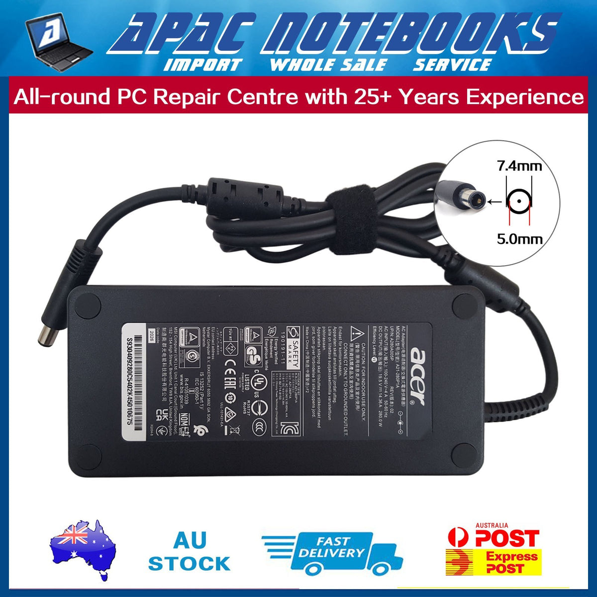 Genuine Acer 280W Charger Predator 17 G9-791 G9-792 G9-793 17 X GX-791 GX-792