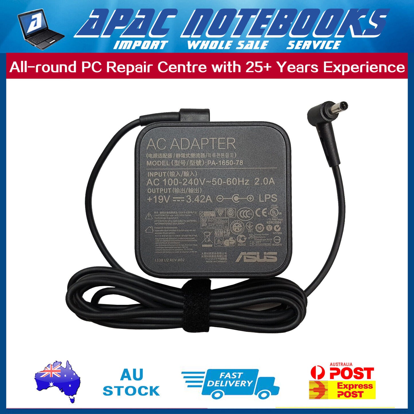 Genuine 65W AC Adapter Charger ASUS ADP-65GD B D PA-1650-78 ADP-65AW B