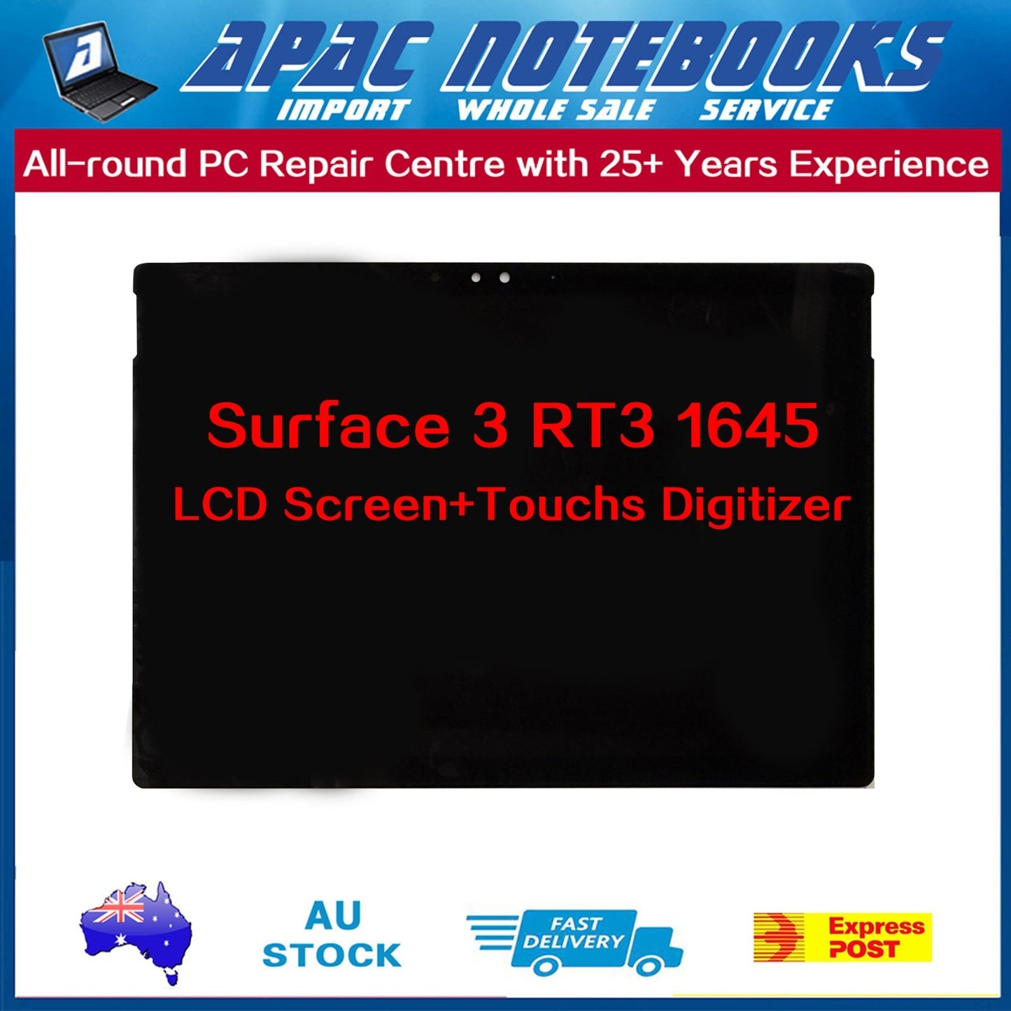 10.8" Microsoft Surface 3 RT3 1645 LED Touch Screen Digitizer Assembly