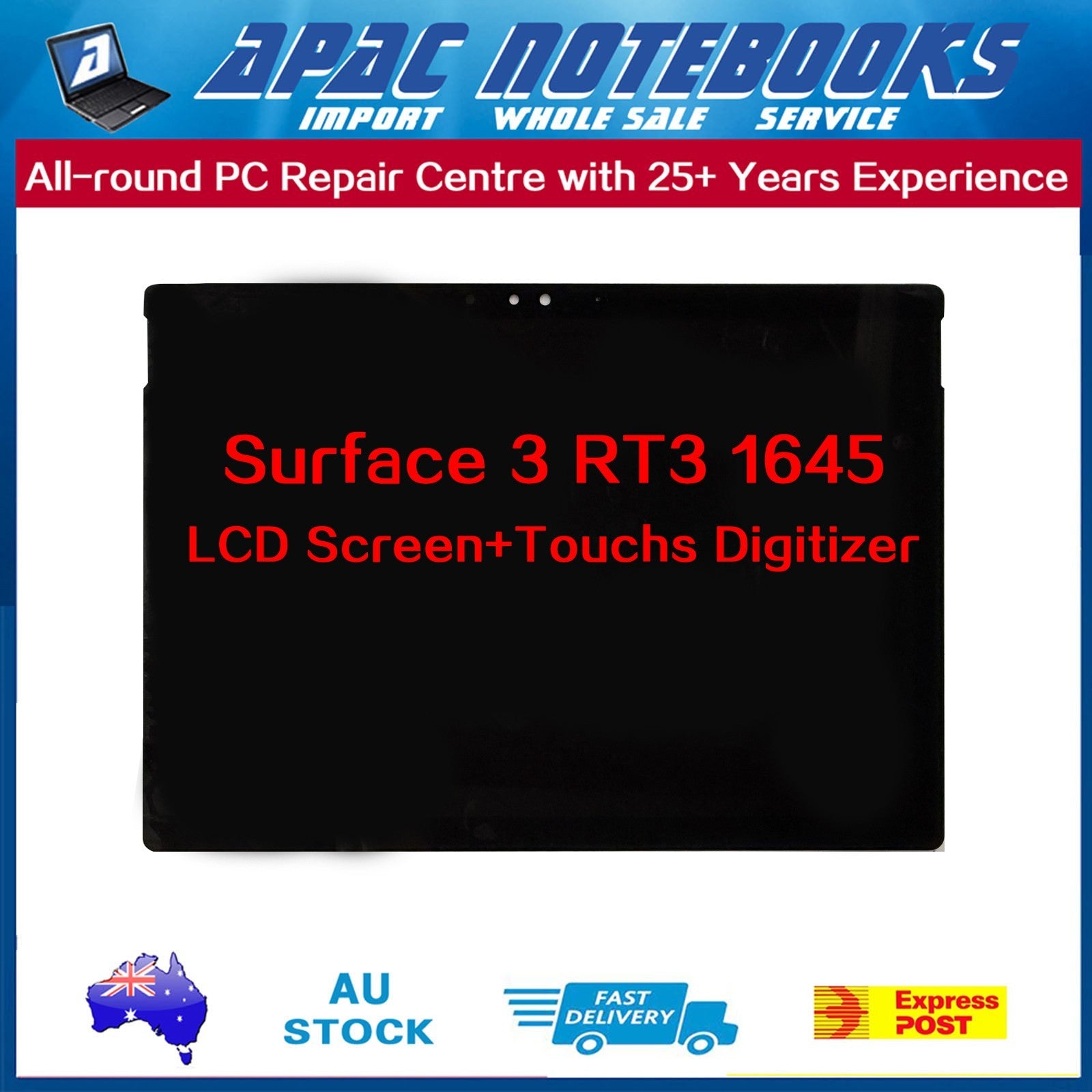 10.8" Microsoft Surface 3 RT3 1645 LED Touch Screen Digitizer Assembly