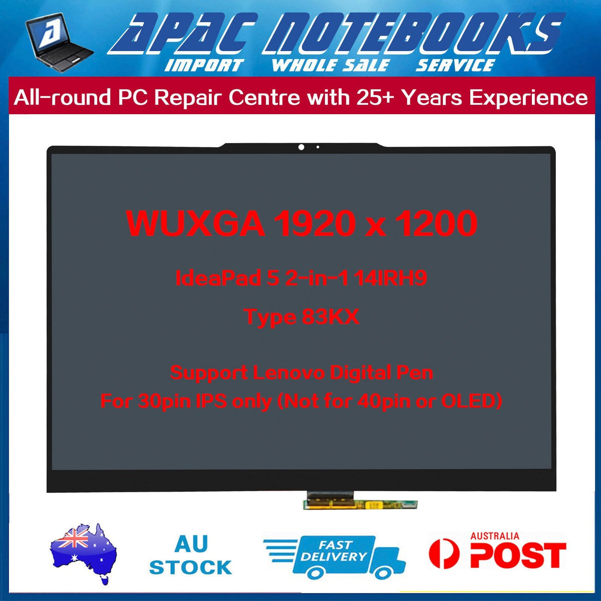 Genuine WUXGA IPS LED Touchscreen Assembly for IdeaPad 5 2-in-1 14IRH9 Type 83KX