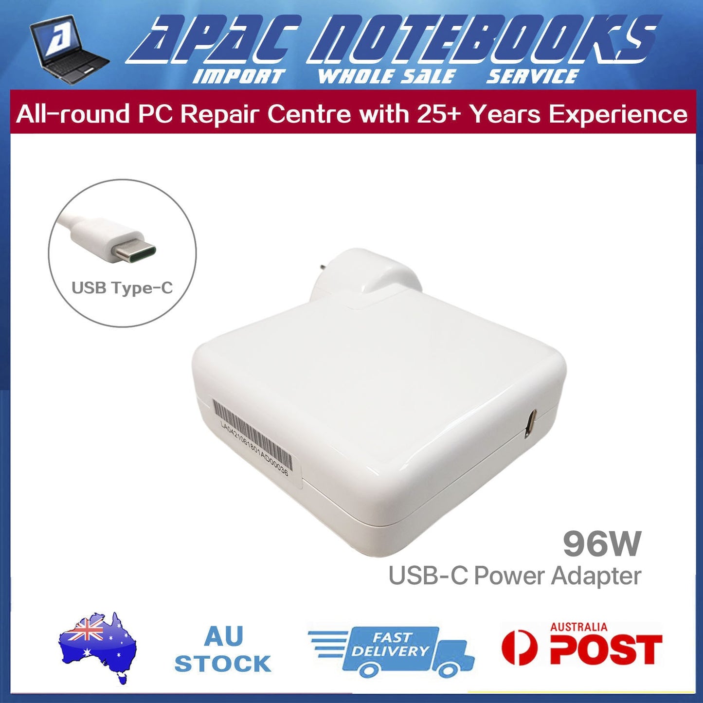 96W USB-C Power Adapter for MacBook Pro 14" A2442 M1 2021 MacBookPro18,3 18,4