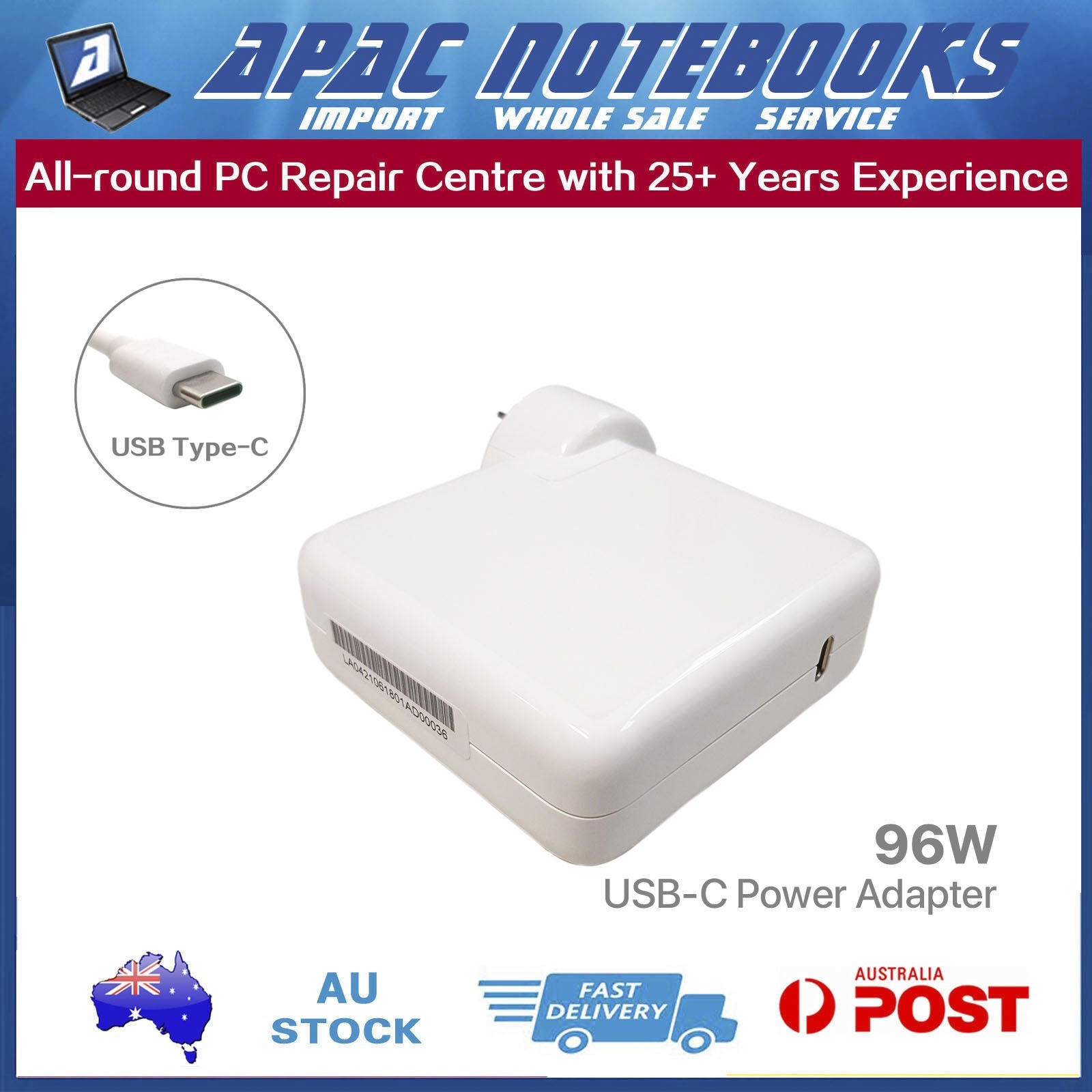 96W USB-C Power Adapter for MacBook Pro 14" A2442 M1 2021 MacBookPro18,3 18,4