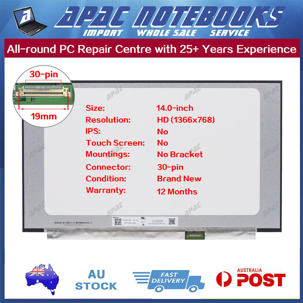 14.0" HD LED Screen for MB140AN01-5 MB140AN01-6 No Bracket