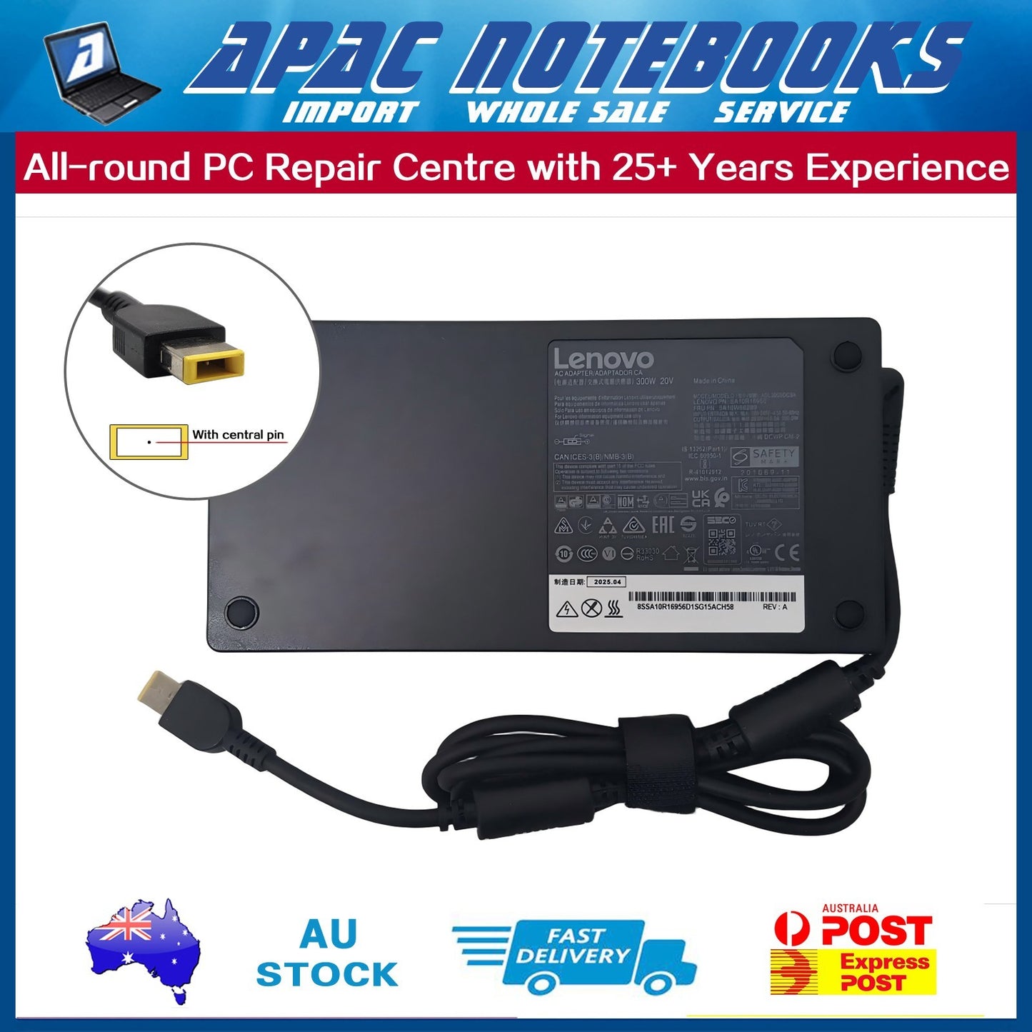 Genuine 300W USB Slim Charger Lenovo Legion ADL300SCC3A ADL300SDC3A ADL300SLC3A
